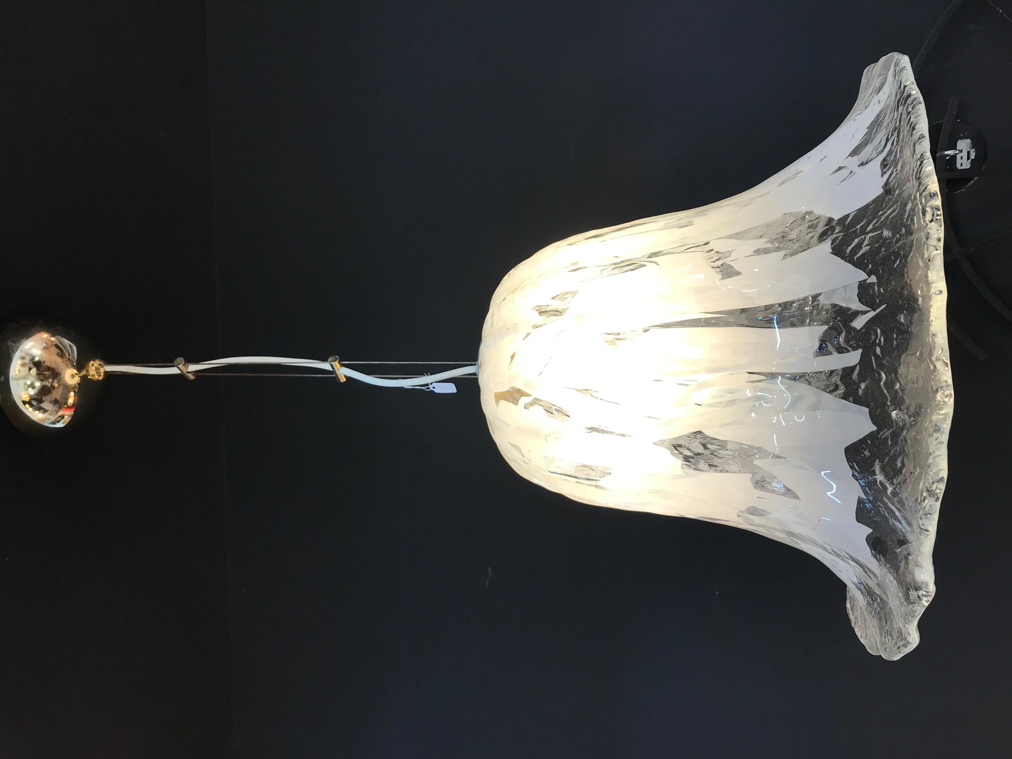 Italian Large Tulip Murano Glass Pendant Lamp by Carlo Nason For Sale