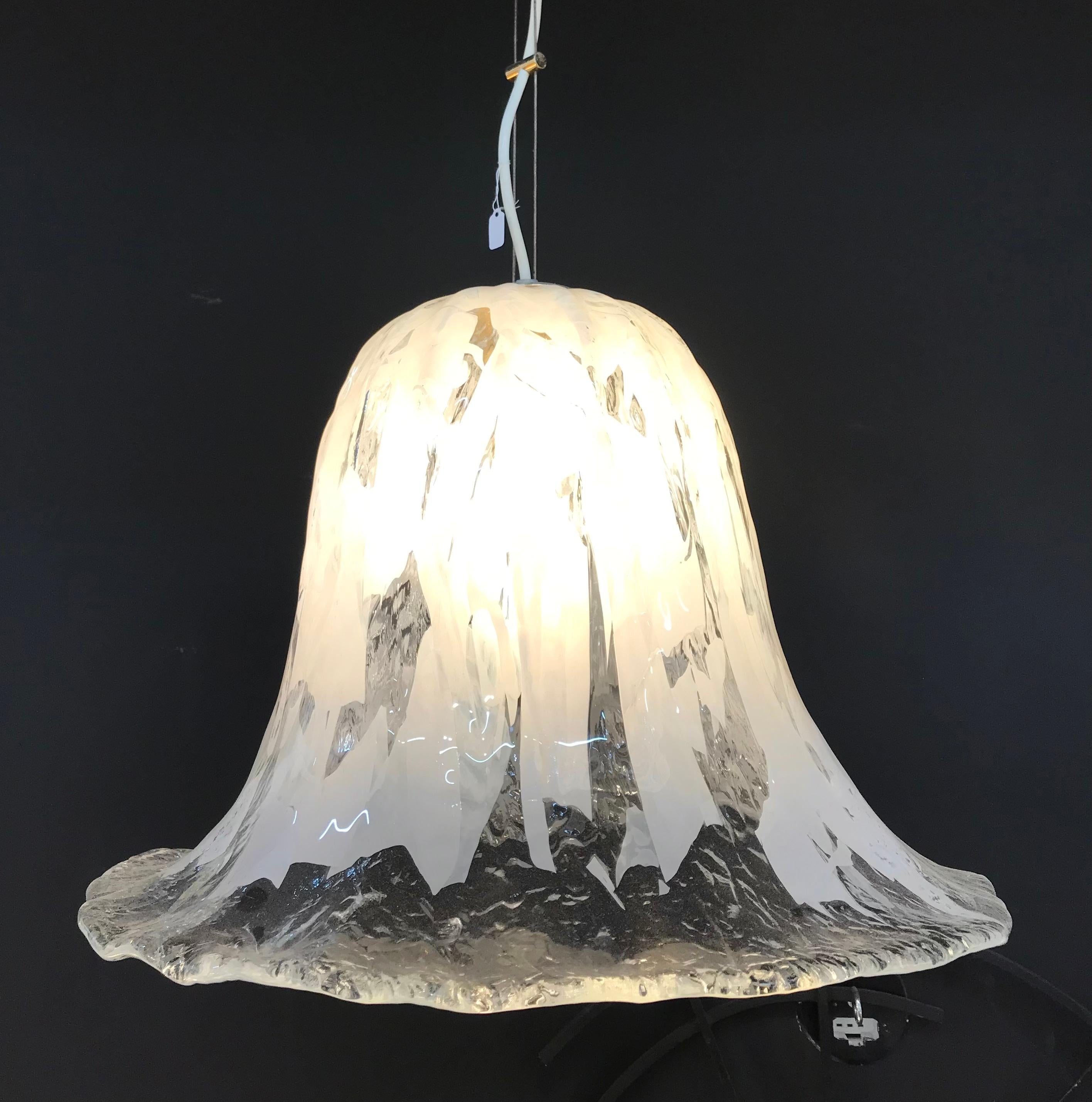 Late 20th Century Large Tulip Murano Glass Pendant Lamp by Carlo Nason For Sale