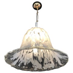 Grande lampe à suspension tulipe en verre de Murano par Carlo Nason