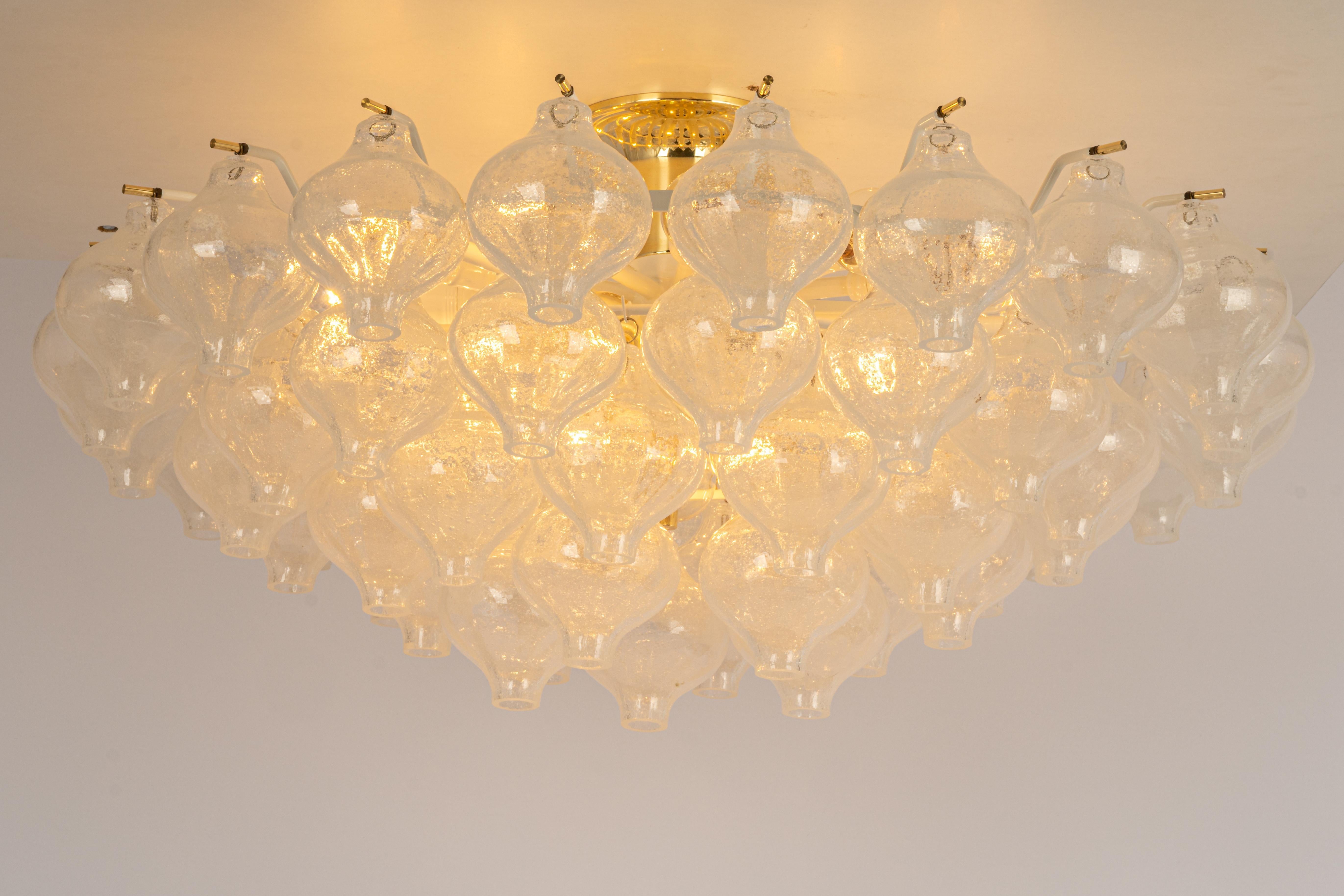 Large Tulipan Chandelier, Pair of Wall lights, Pair of Palazzo, Kalmar, 1960s 6