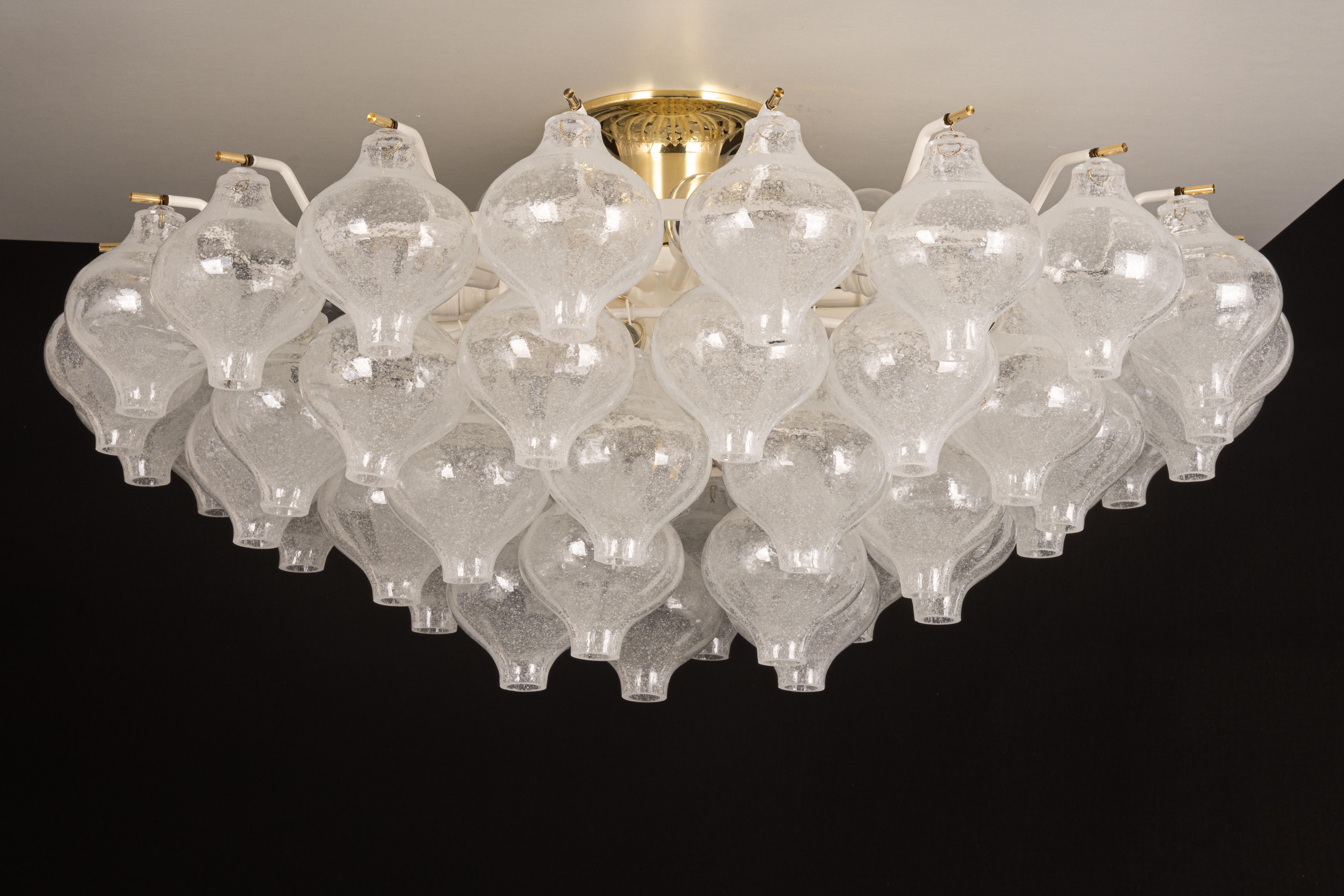 Large Tulipan Chandelier, Pair of Wall lights, Pair of Palazzo, Kalmar, 1960s 7