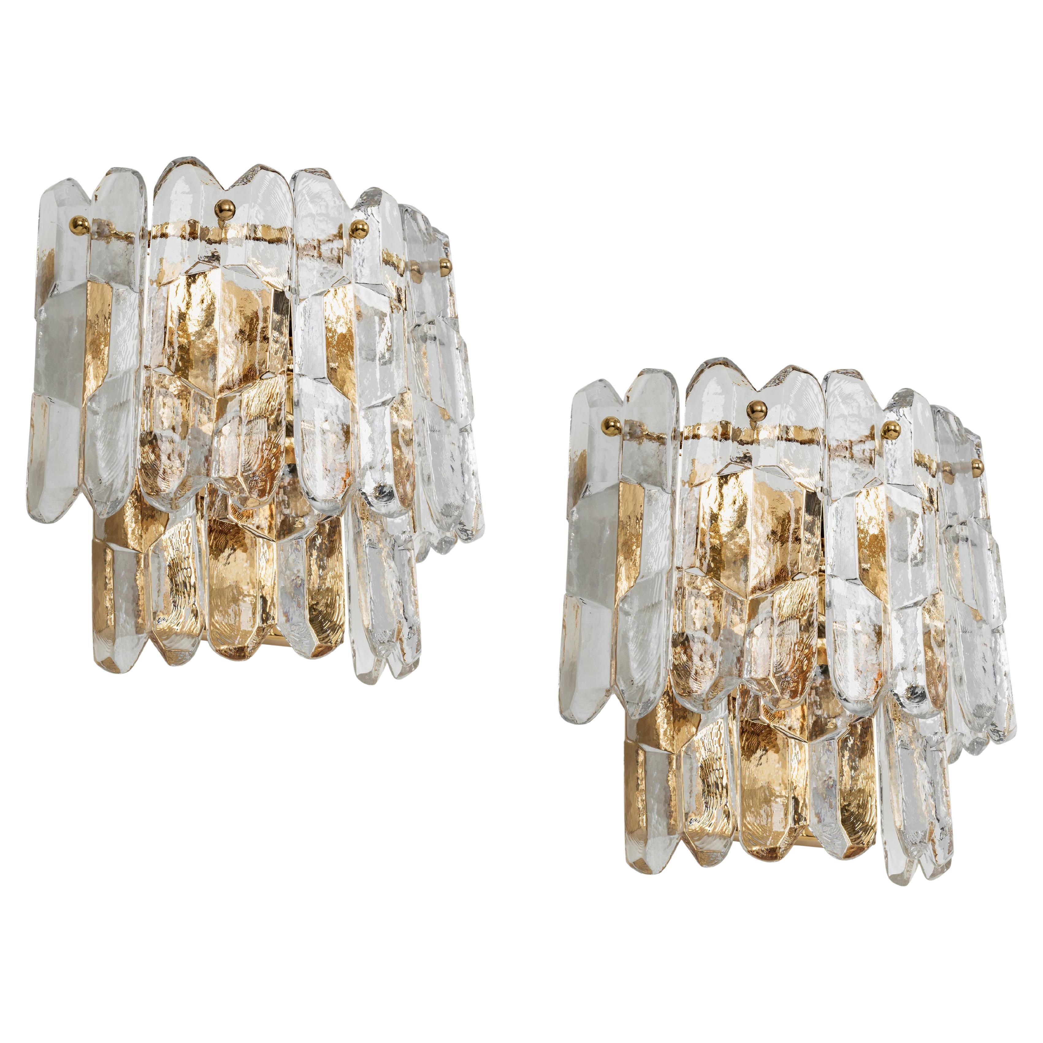 Mid-20th Century Large Tulipan Chandelier, Pair of Wall lights, Pair of Palazzo, Kalmar, 1960s