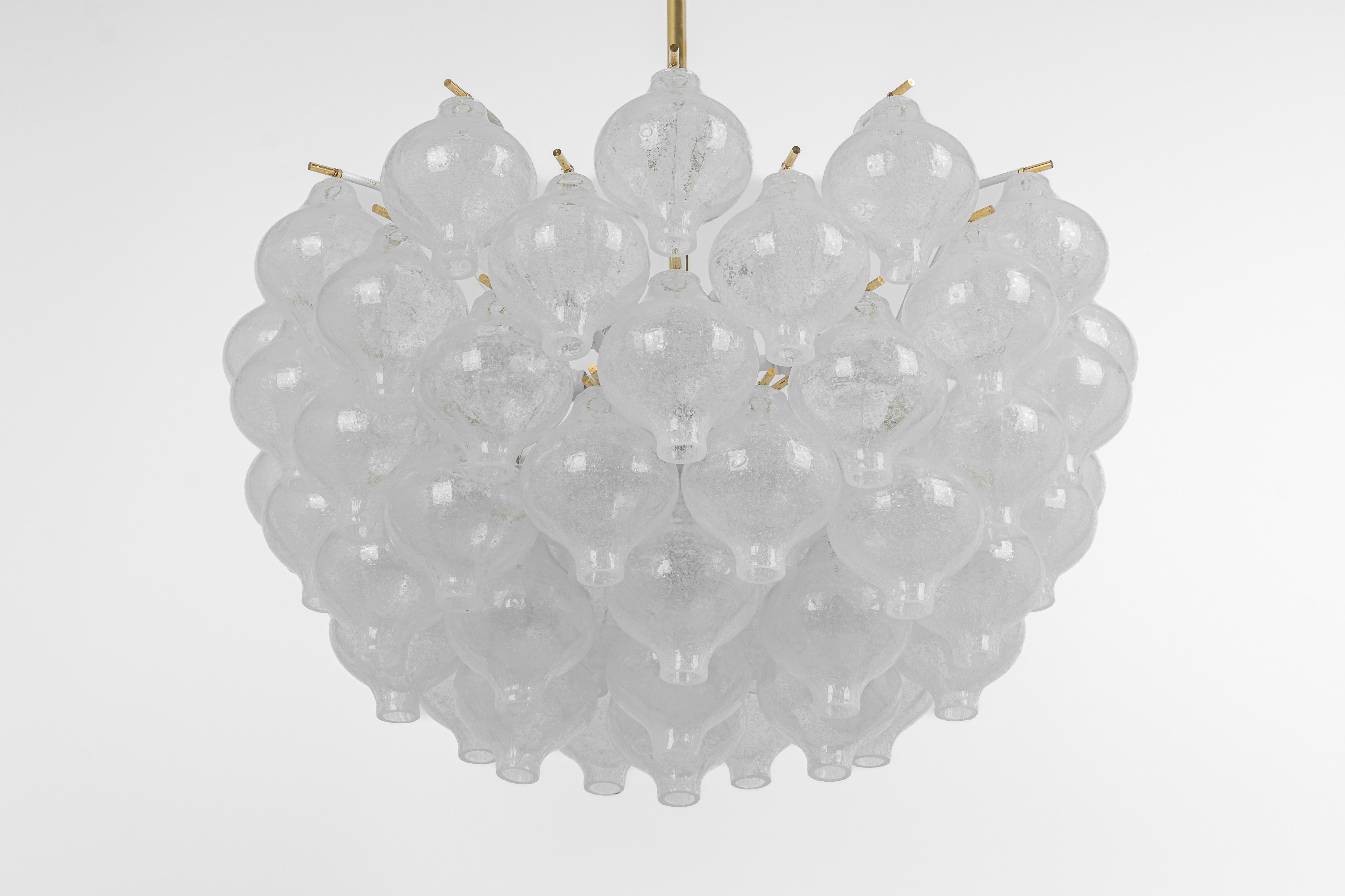 German 1 of 3 Large Tulipan Glass Chandelier by Kalmar, Austria, 1960s