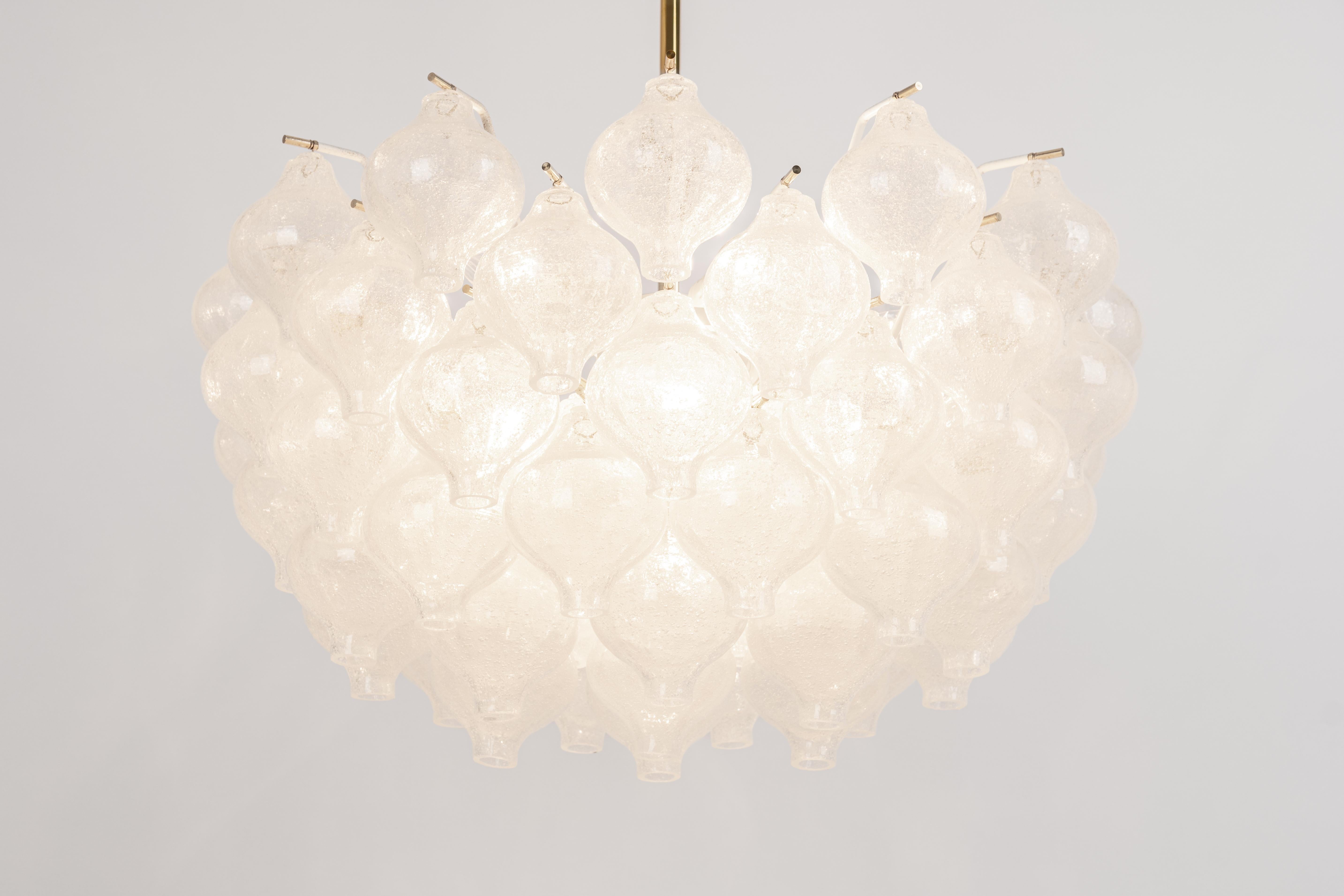 Mid-20th Century 1 of 3 Large Tulipan Glass Chandelier by Kalmar, Austria, 1960s