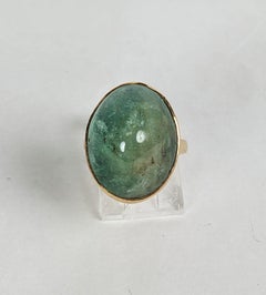 Large Tumbled Emerald Art Deco Ring