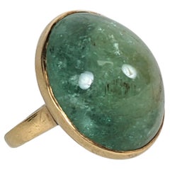 Large Tumbled Emerald Art Deco Ring