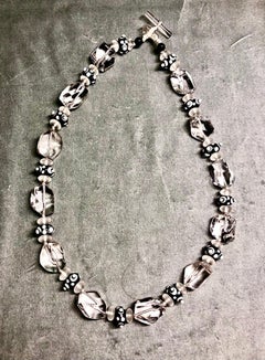 Large tumbled rock crystal nugget and vintage venetian beads necklace