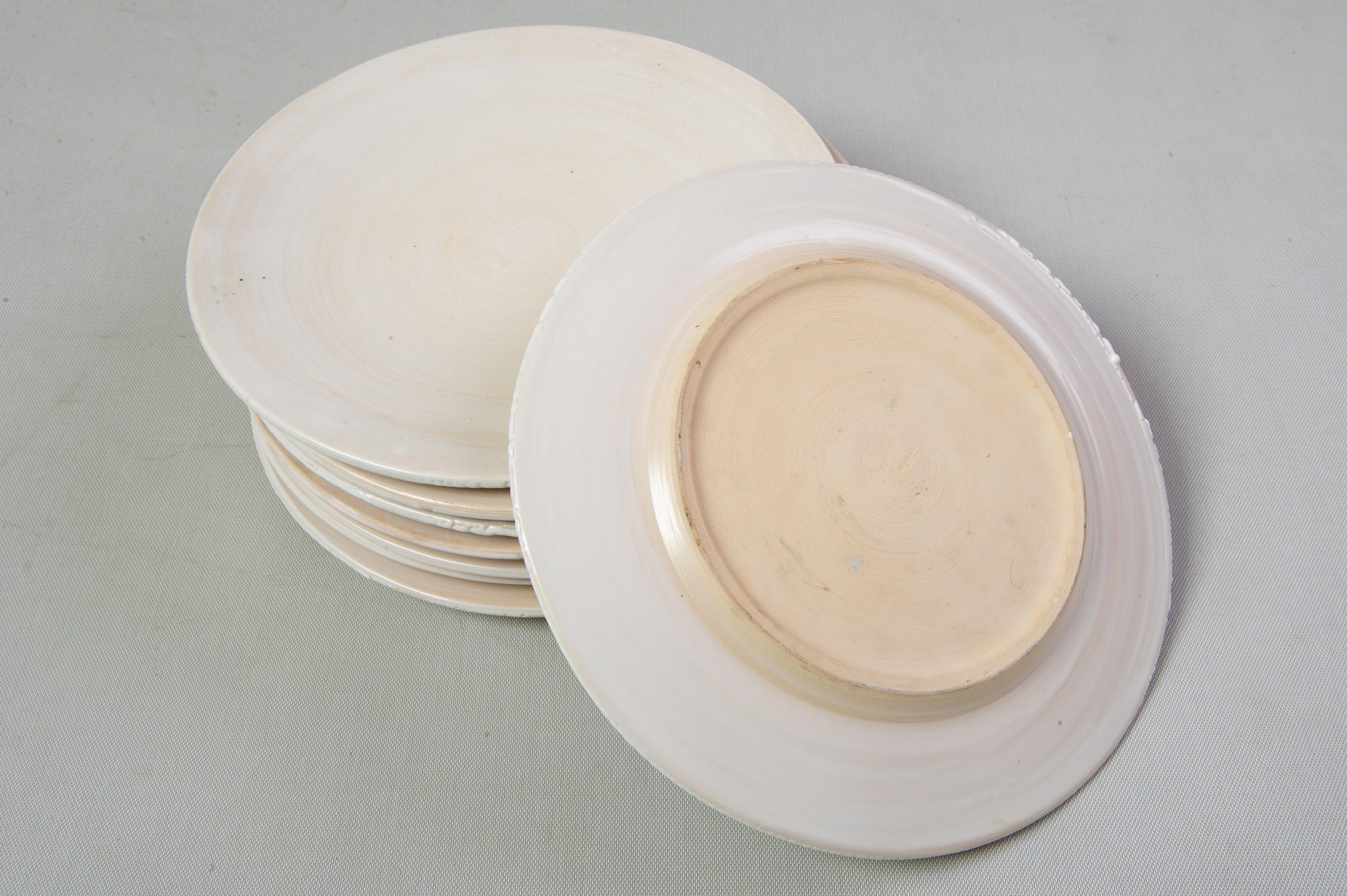 Hand-Carved Large Tunisian Ceramic Eight Platters For Sale
