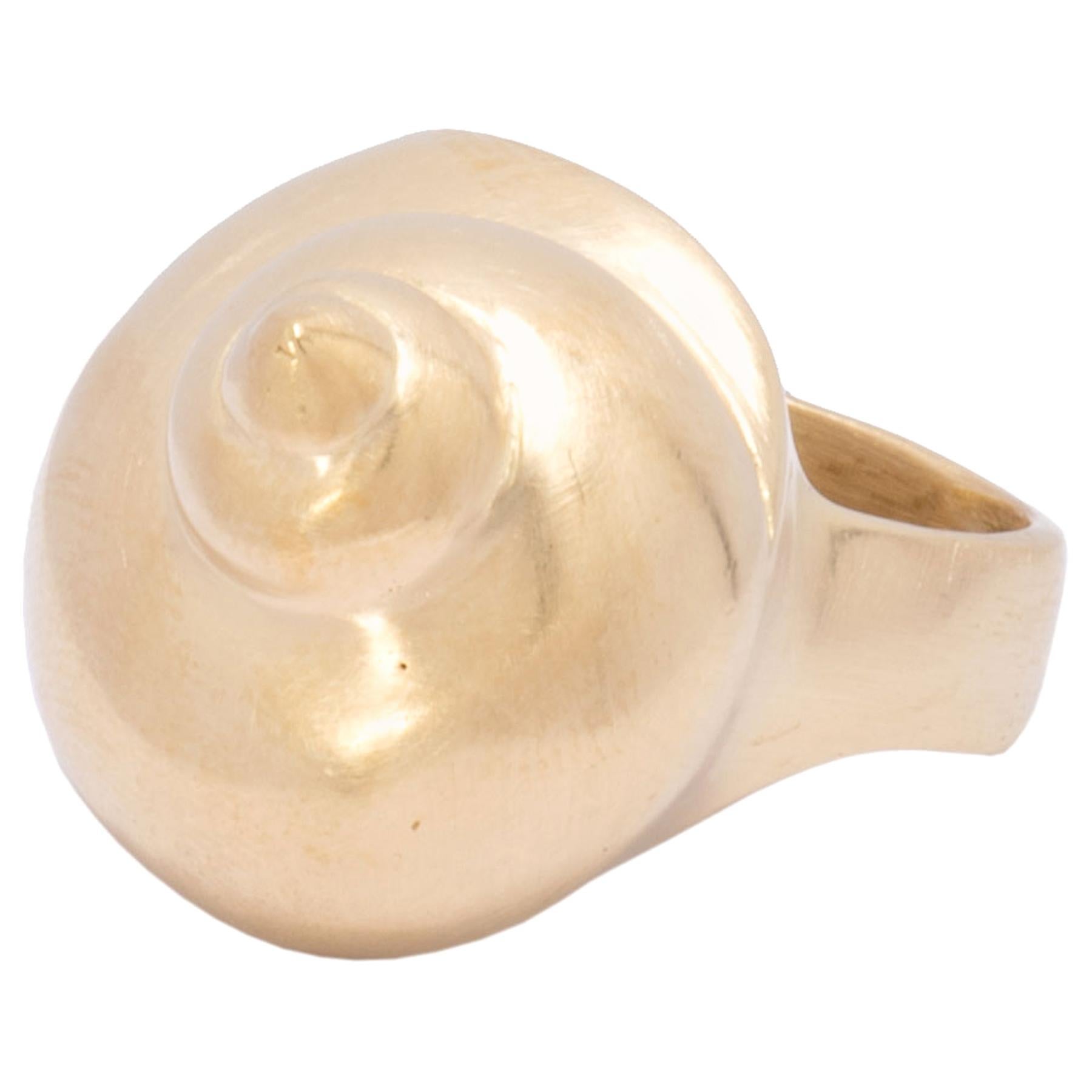 Large Turban Shell Ring in 18 Karat Gold For Sale