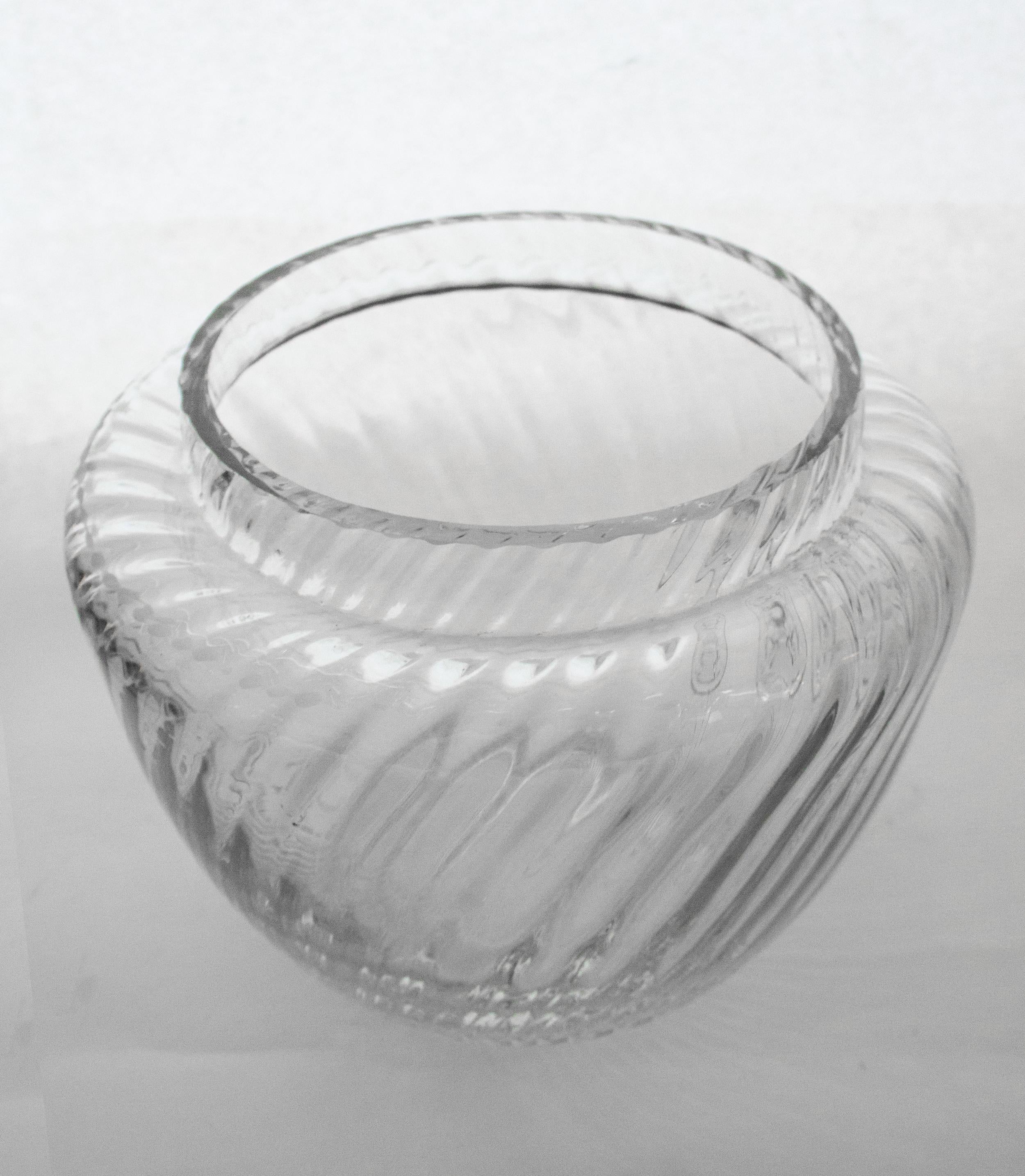 Scandinavian Modern Large Turbine Glass Bowl Signed by the Swedish Glass Artist Erik Höglund, 1980 For Sale