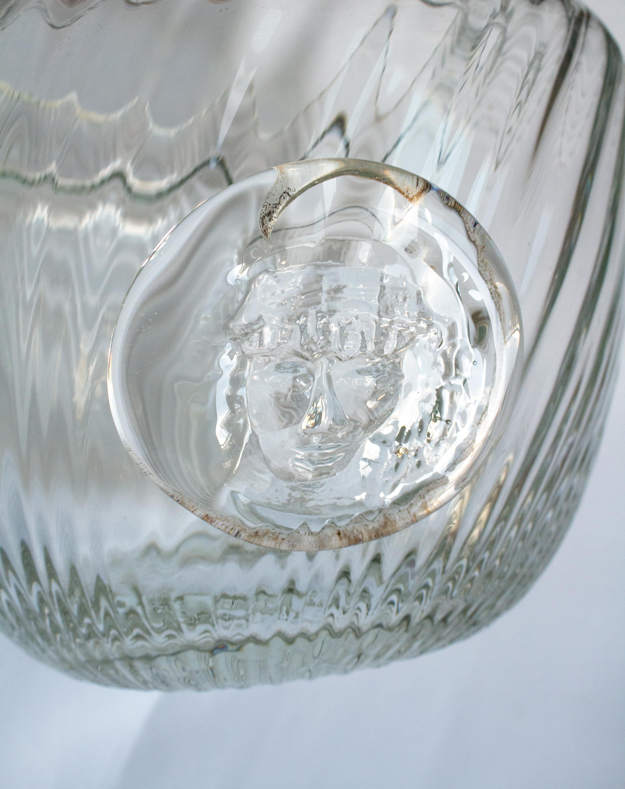 Late 20th Century Large Turbine Glass Bowl Signed by the Swedish Glass Artist Erik Höglund, 1980 For Sale