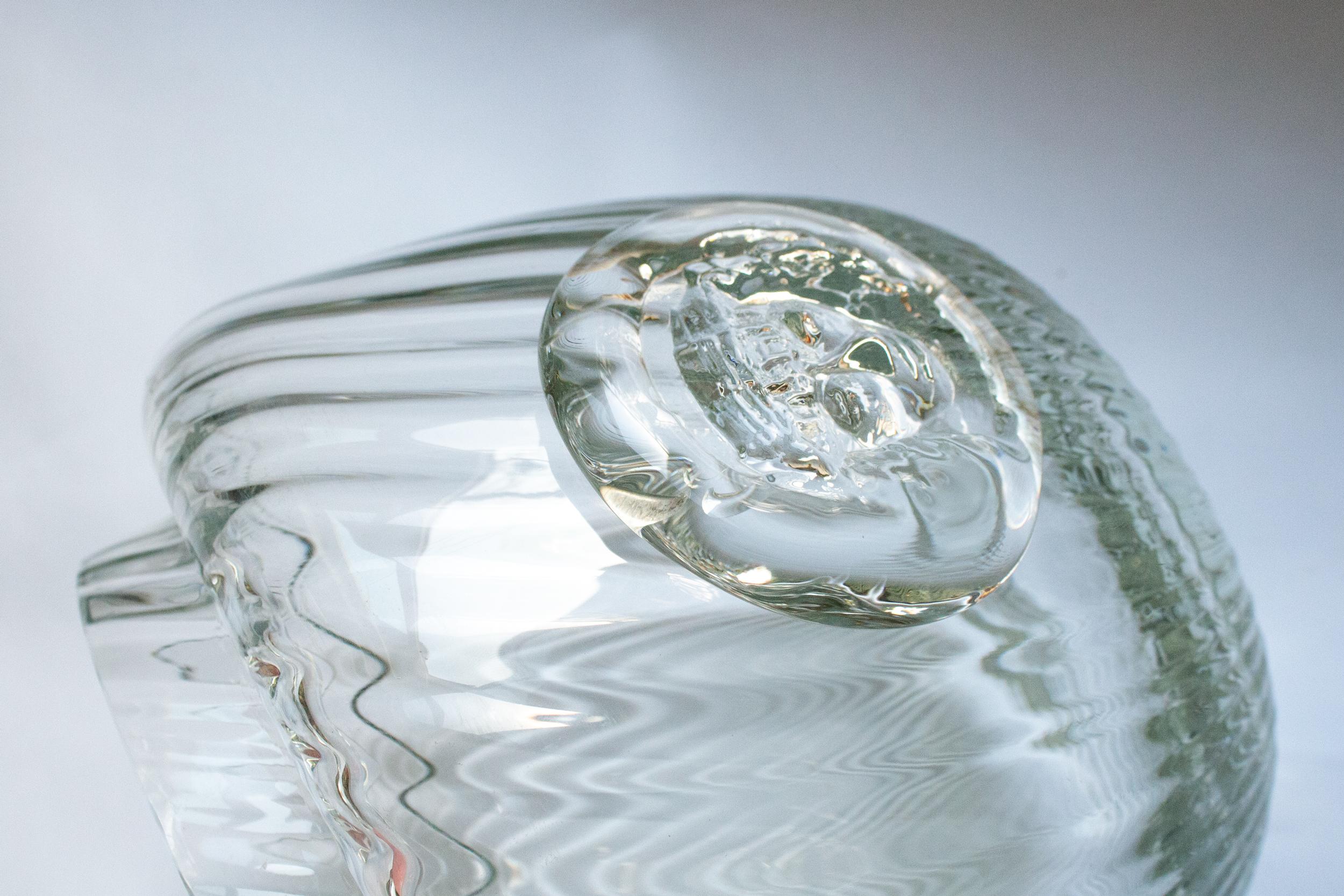 Large Turbine Glass Bowl Signed by the Swedish Glass Artist Erik Höglund, 1980 For Sale 1