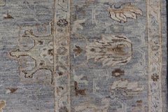 Grand tapis Oushak en laine d'Angora turque, fabriqué par Keivan Woven Arts, bleu clair, 12'2 x 14'8