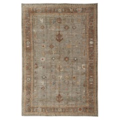 Grand tapis turc Angora Oushak en Sage lavé avec rouille et ivoire 11
10 x 17
4