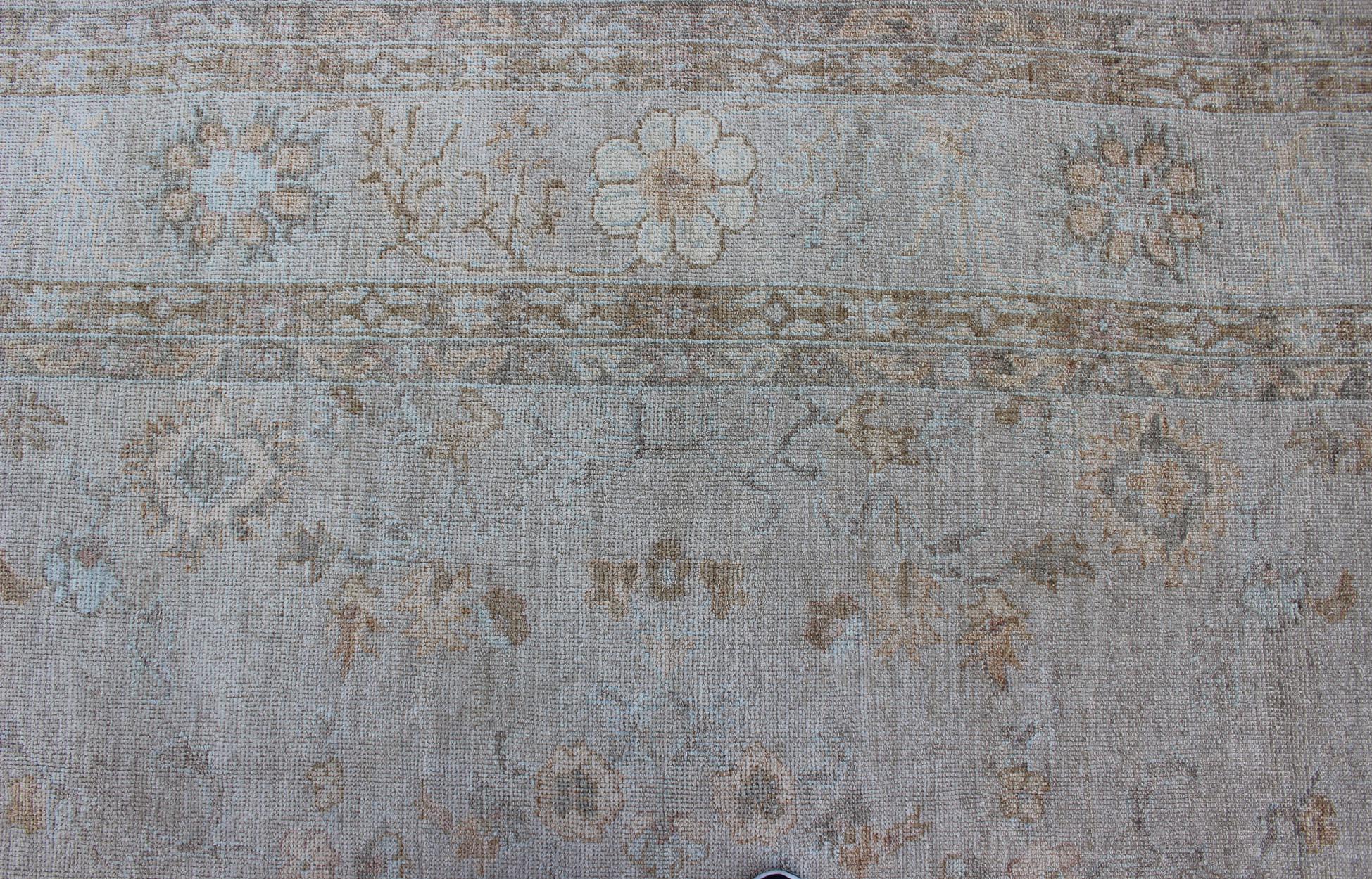 Large Turkish Angora Oushak Rug with All-Over Vining Floral Design in Neutral Co For Sale 9