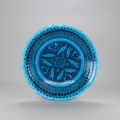 Large Turkish Ariel Blue & Black Porcelain Charger 20th C
