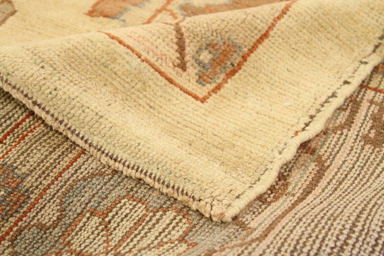 Large Turkish Donegal Rug with Brown and Gray Botanical Details on