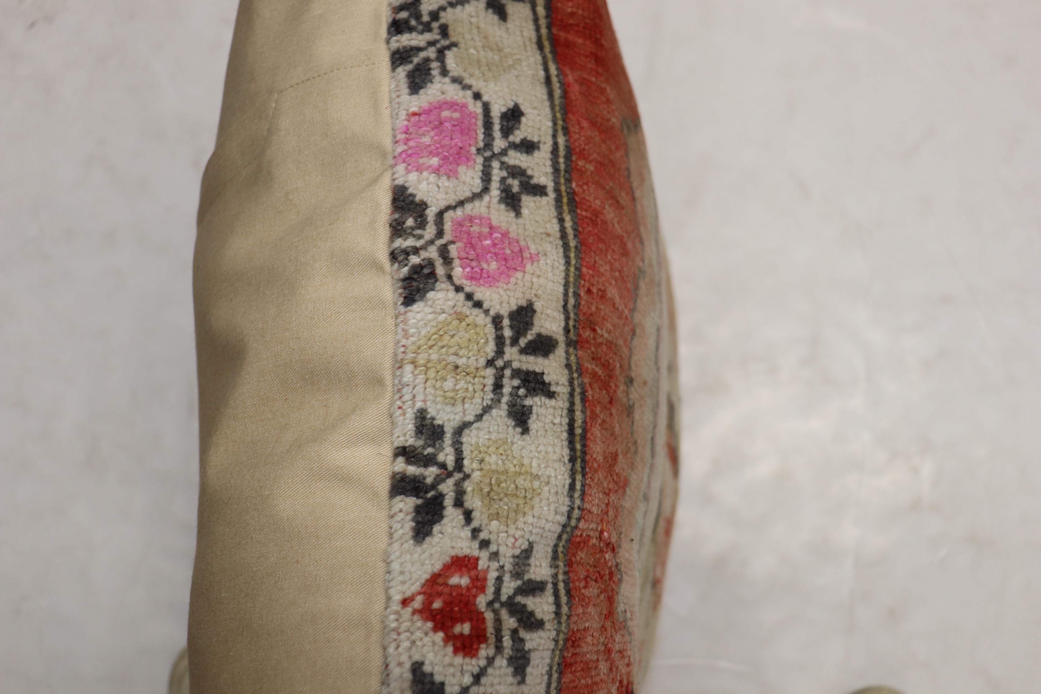 Pillow made from a 1960s Turkish Floral rug. Zipper closure and poly-fill insert provided.

Measures: 29