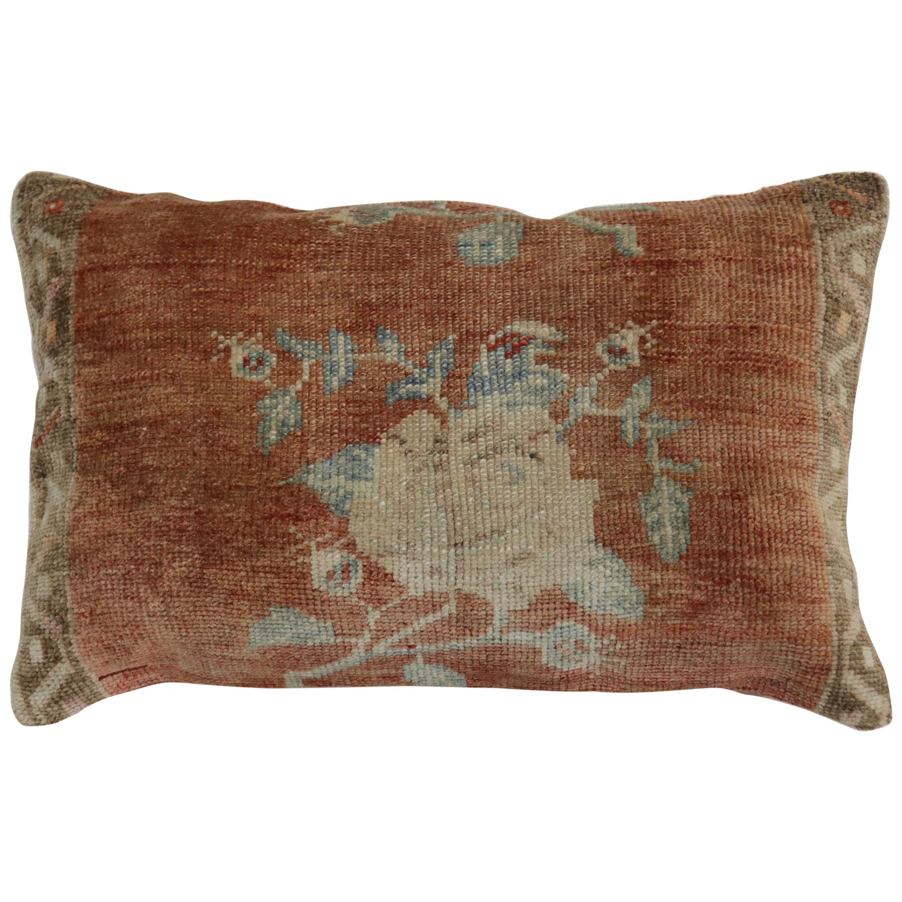 Large Turkish Floor Size Rustic Floral Pillow For Sale