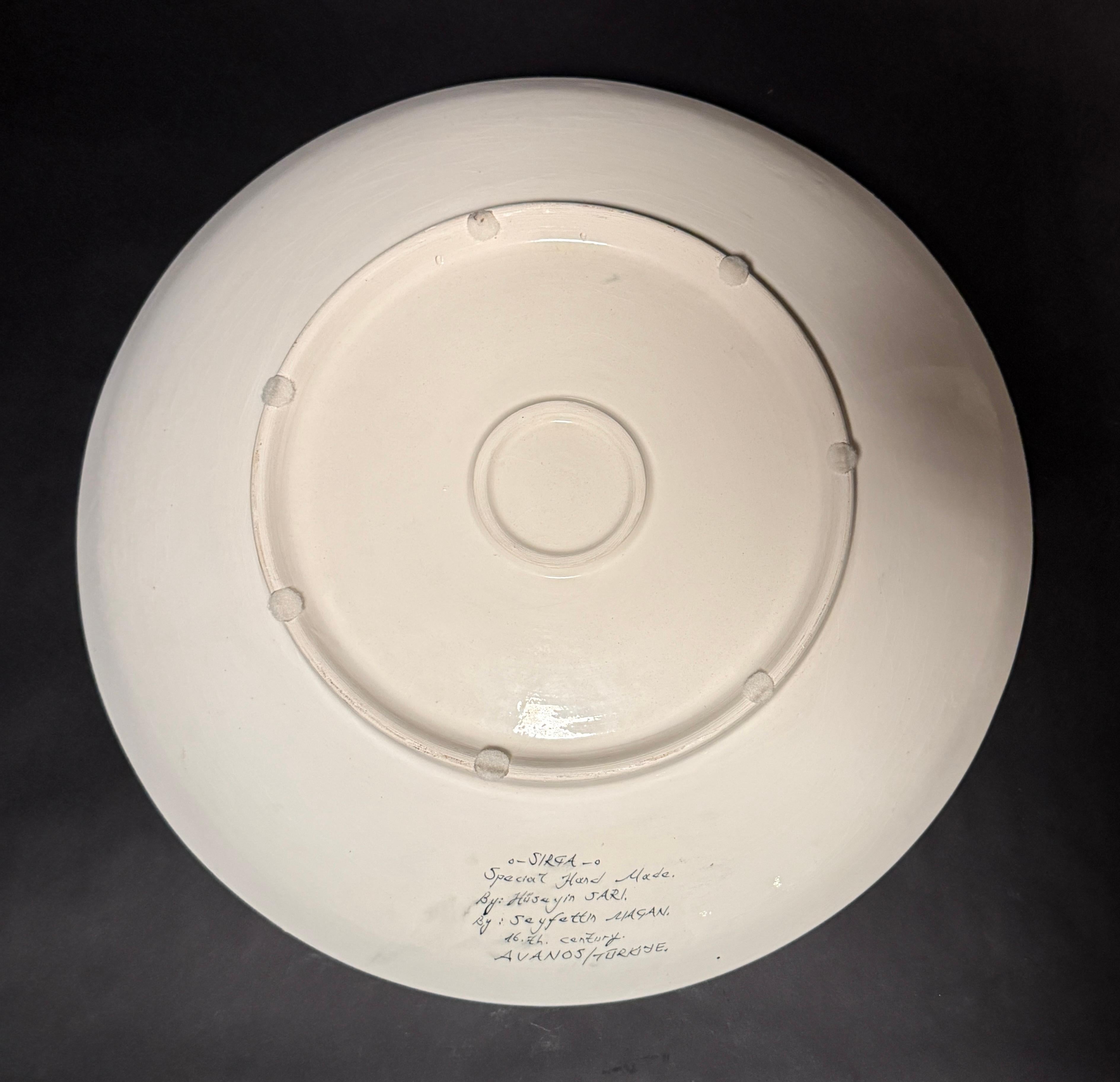 Gran cuenco turco pintado a mano siglo XX en venta