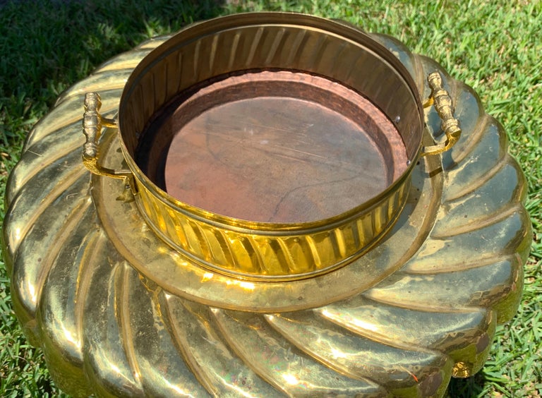 Large Turkish Spiral Brass Brazier For Sale at 1stDibs