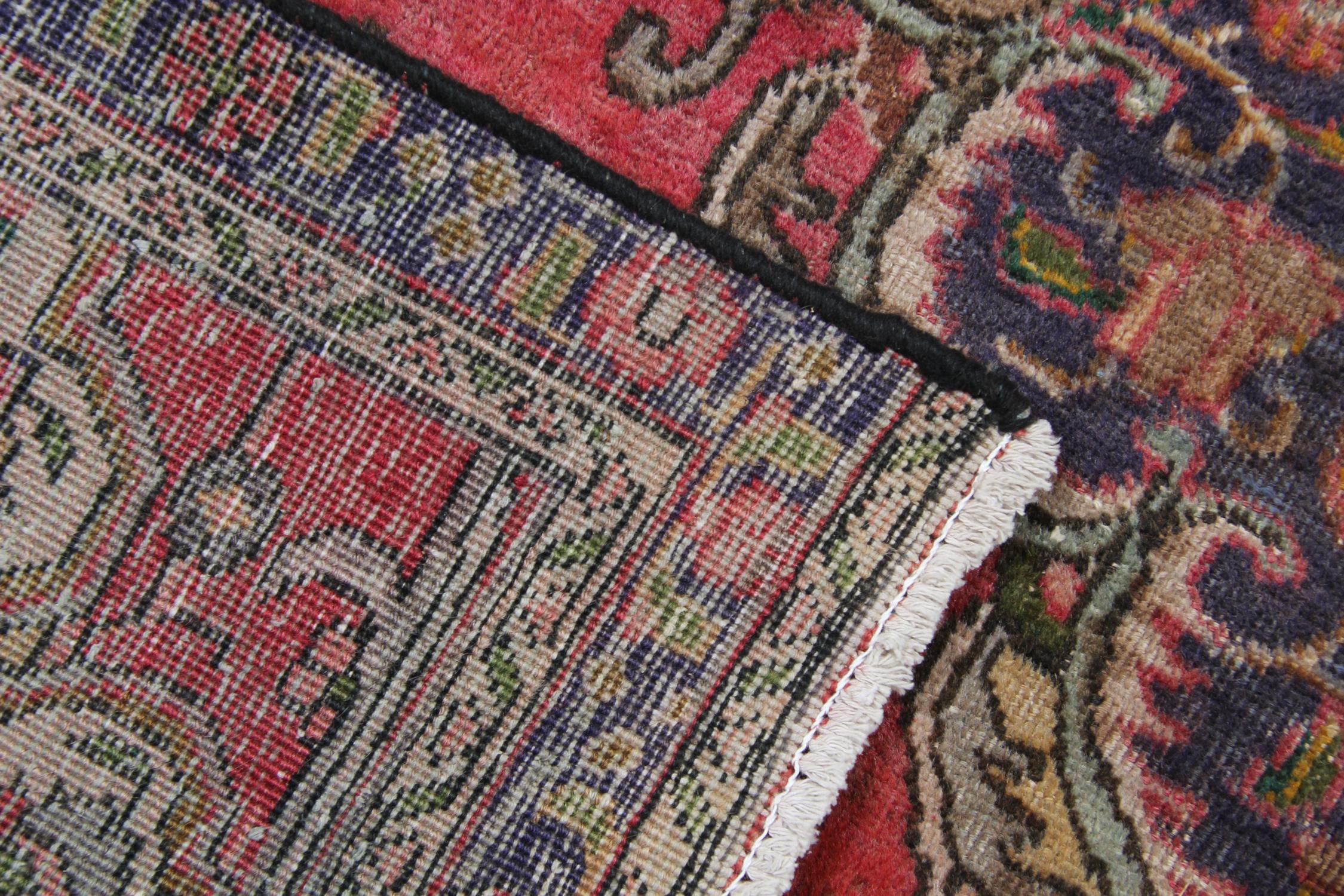 Teinture végétale Grand tapis turc vintage fait à la main, tapis de laine rouge, zone orientale en vente