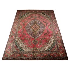 Large Turkish Vintage Rug Handmade Carpet Red Wool Oriental Area Rug