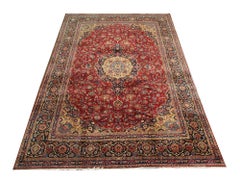 Large Turkish Vintage Rug Handmade Carpet Red Wool Oriental Area Rug