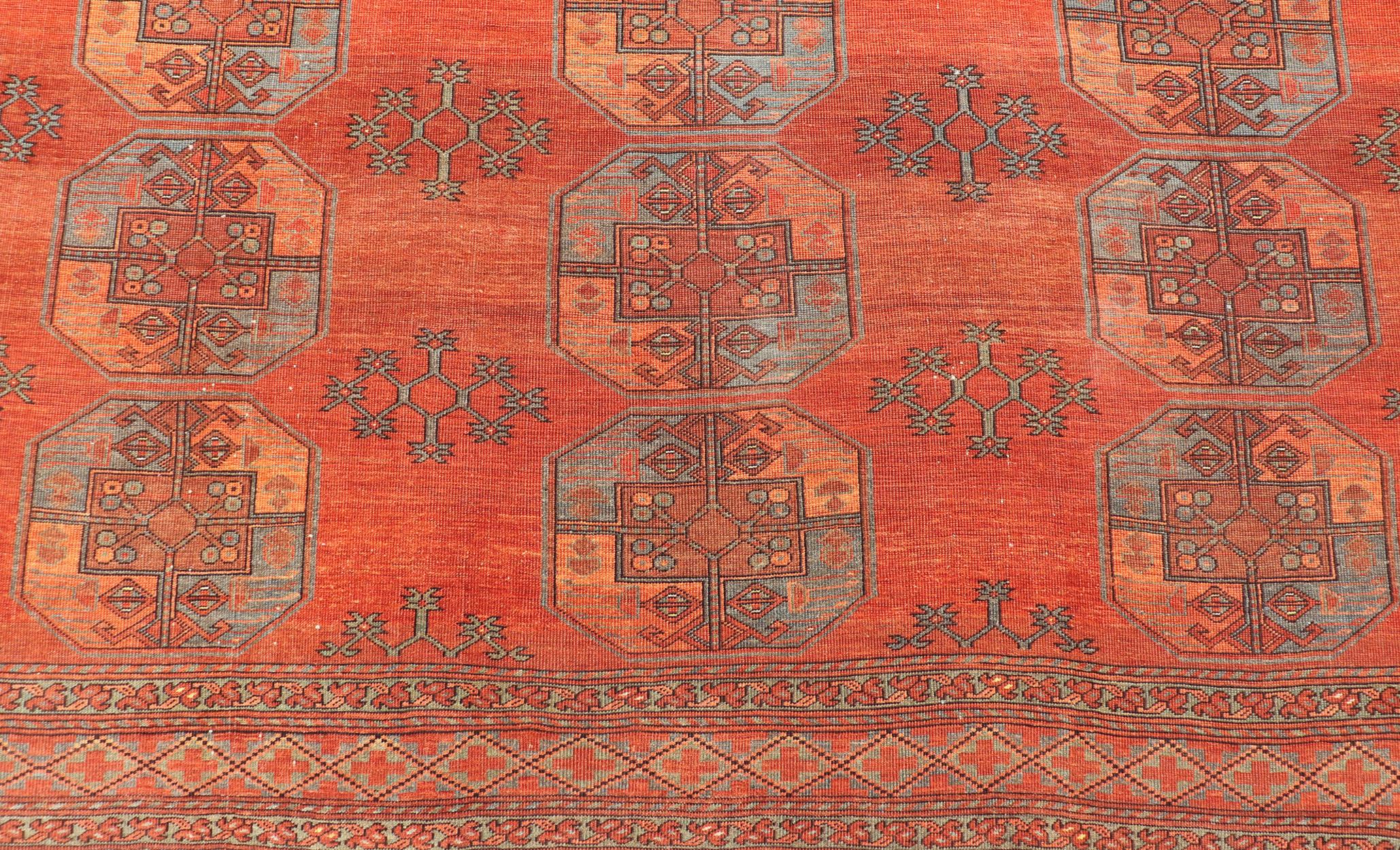 Large Turkomen Rug with All-Over Gul Bokhara Design For Sale 2