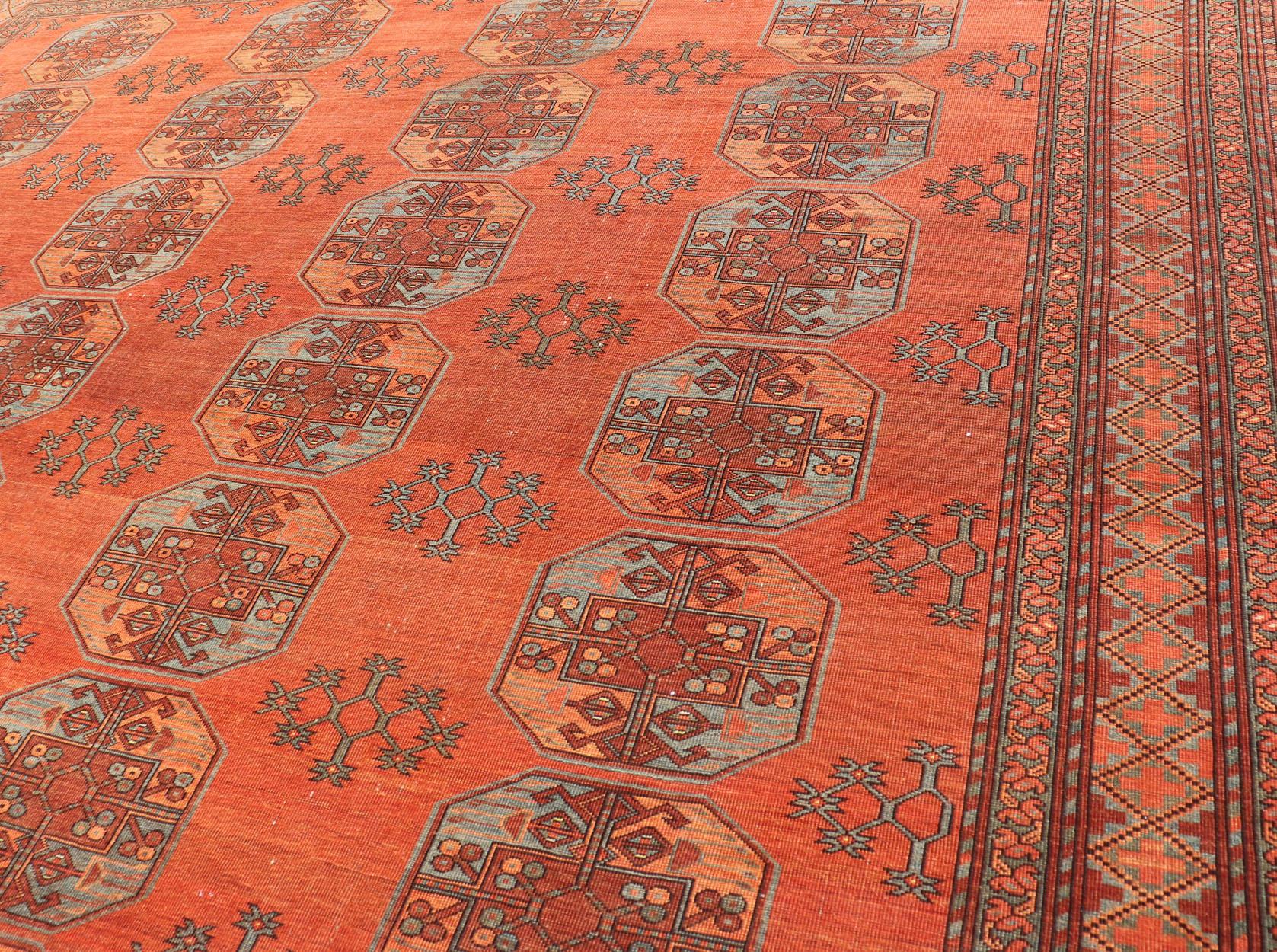 Large Turkomen Rug with All-Over Gul Bokhara Design 4