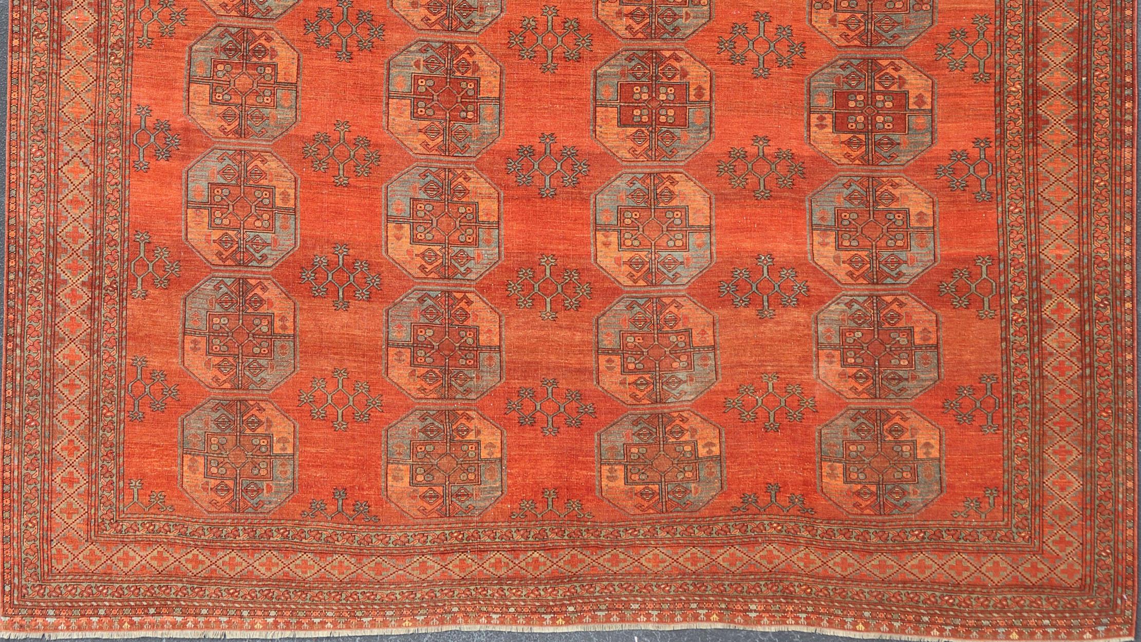 Large Turkomen Rug with All-Over Gul Bokhara Design For Sale 9