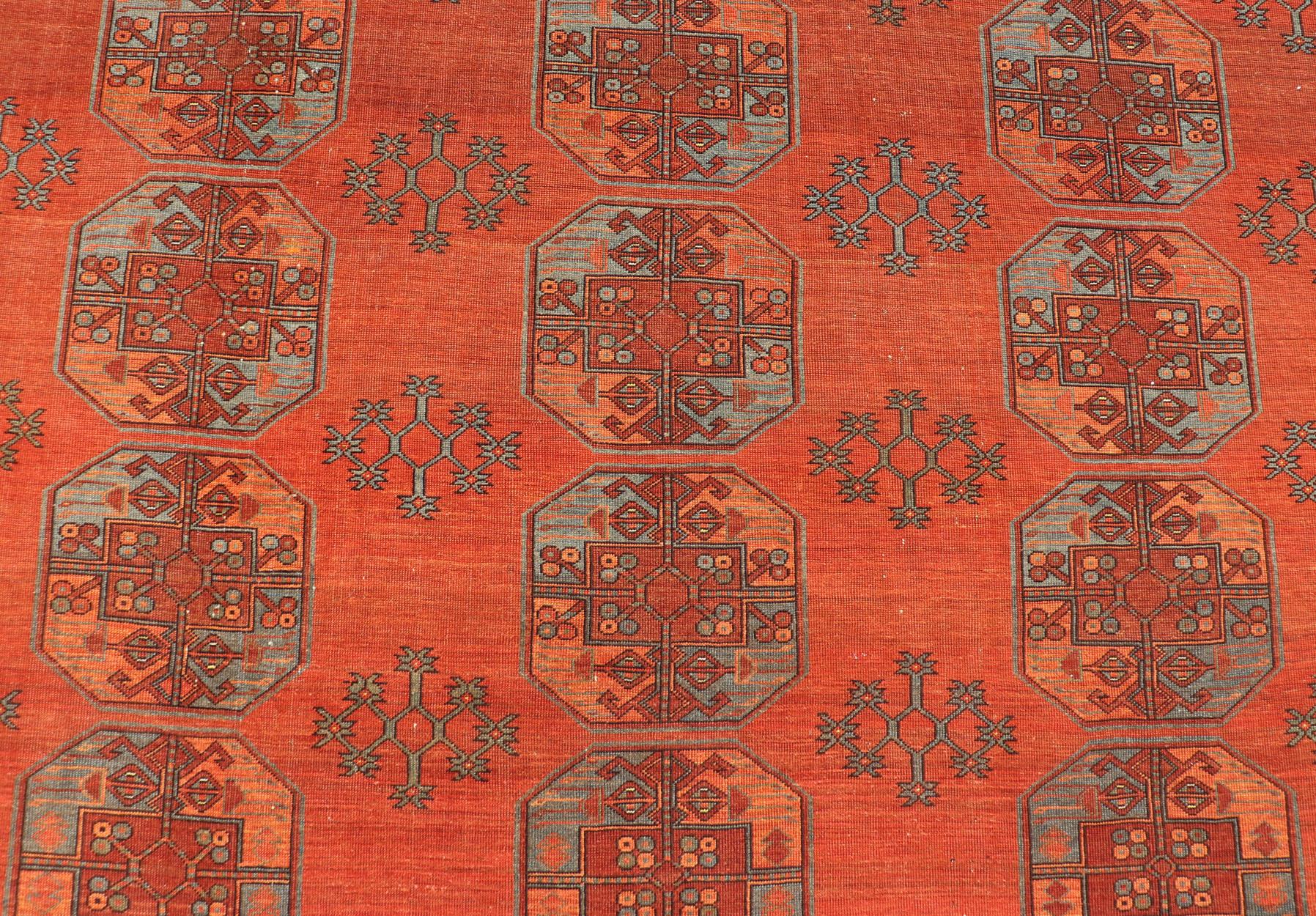 Tribal Large Turkomen Rug with All-Over Gul Bokhara Design For Sale