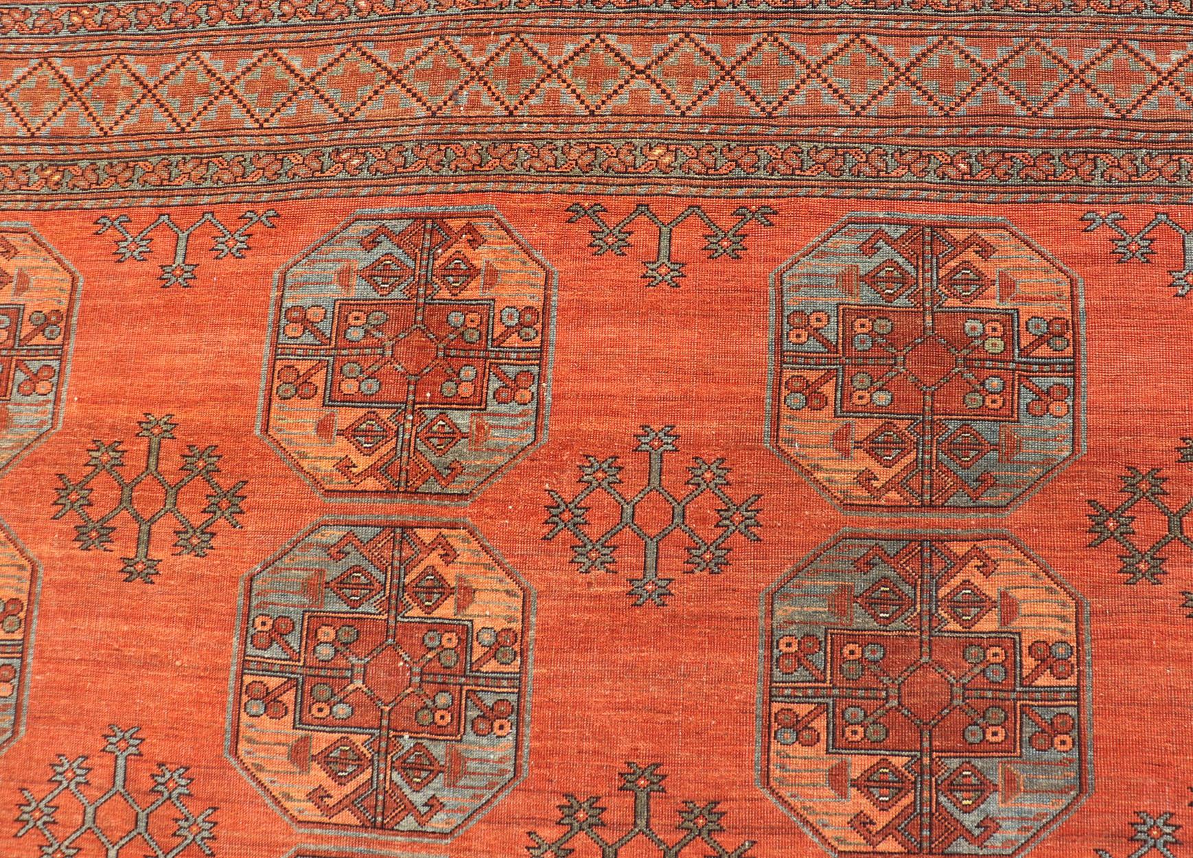 20th Century Large Turkomen Rug with All-Over Gul Bokhara Design For Sale