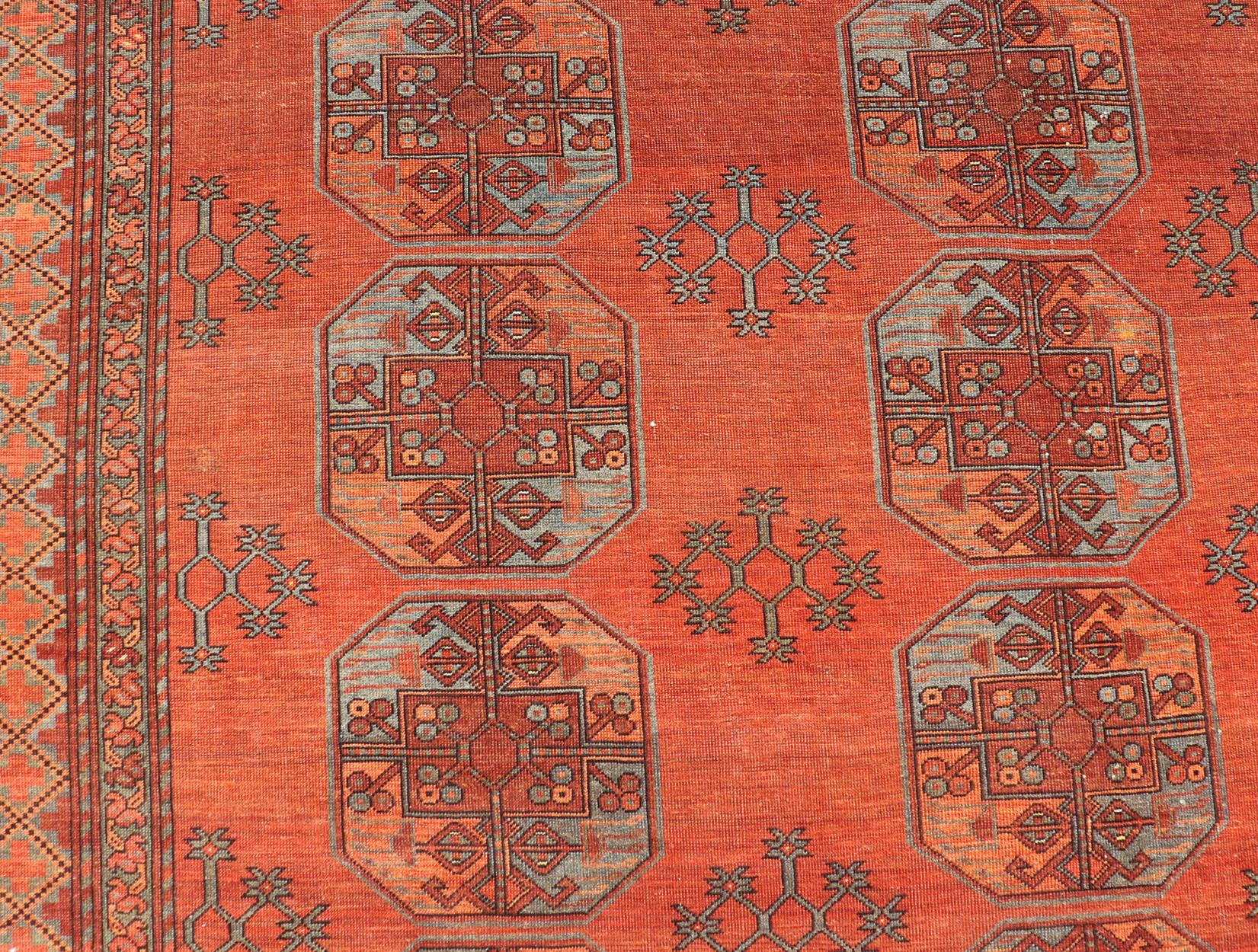 Large Turkomen Rug with All-Over Gul Bokhara Design For Sale 1