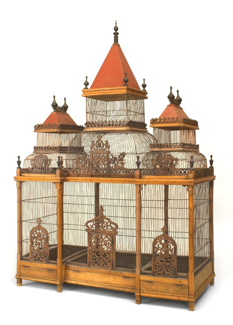 French Victorian Walnut Bird cage For Sale at 1stDibs