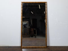 Large Turn of the Century French Carved Faux Bamboo Walnut Mirror, circa 1900