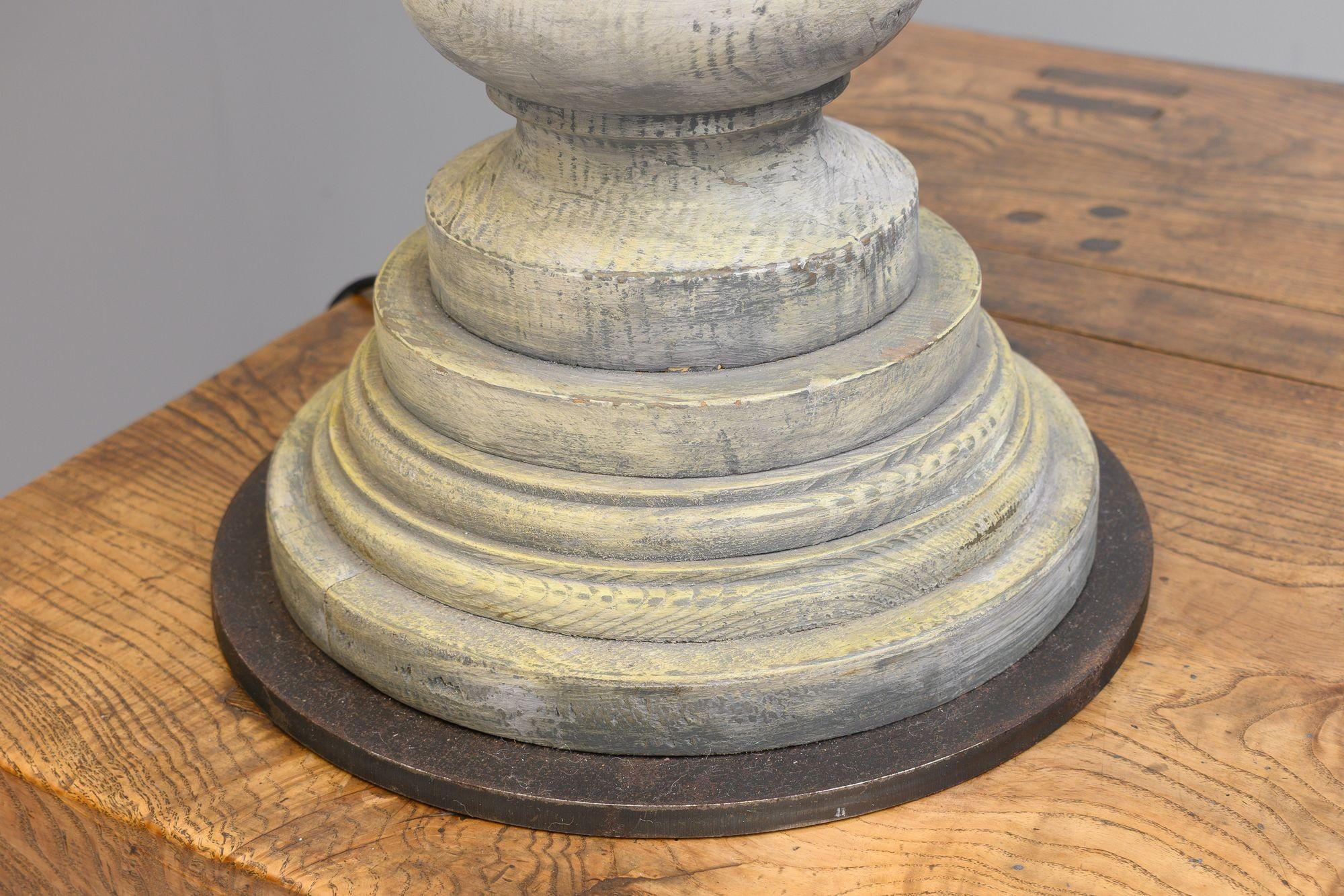 Pine Large Turned Column Lamp For Sale