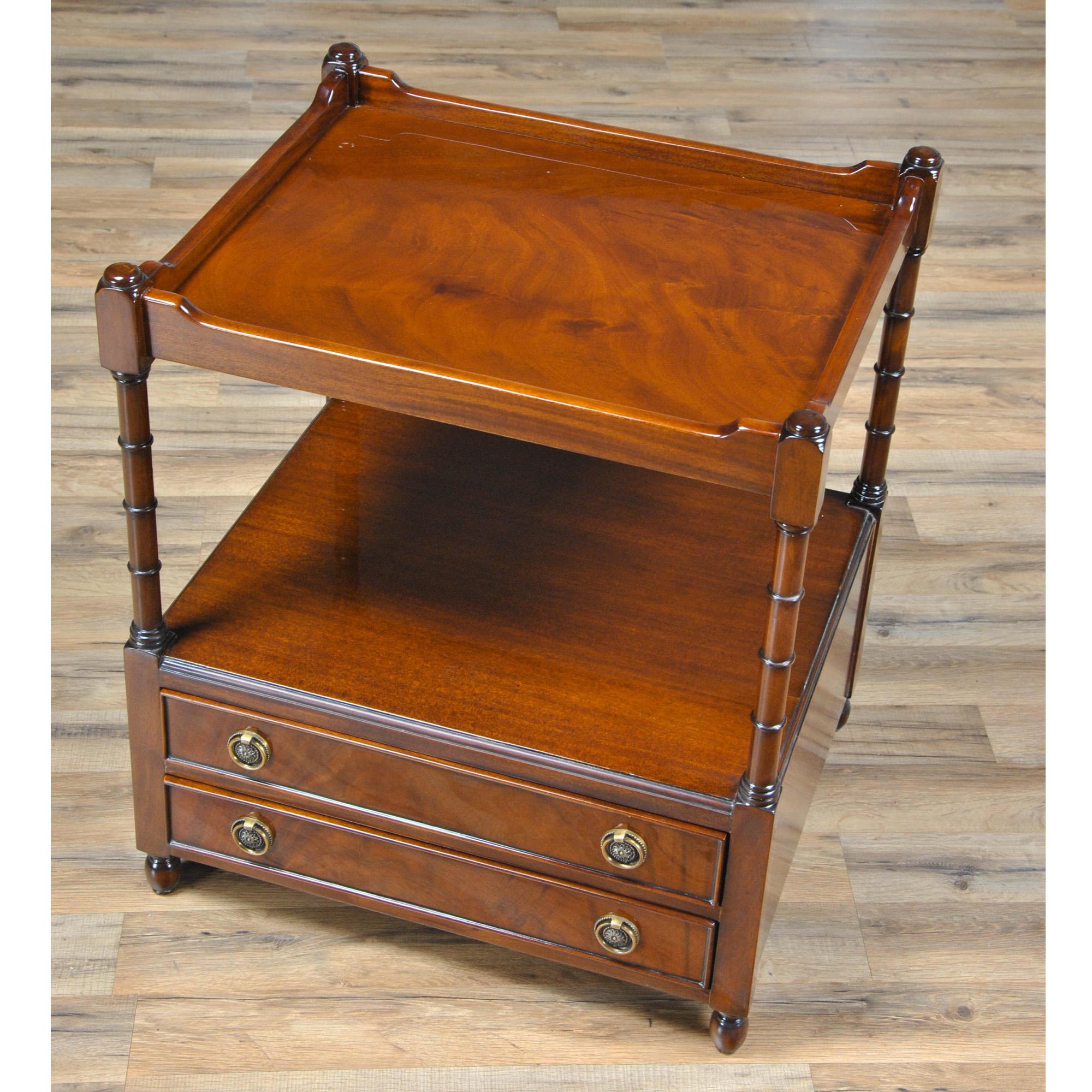 Popular for centuries this style of  Large Turned Leg Table was first produced as an etagere which, once broken or damaged, would have been cut down to make an end table as you see here. They were in such high demand that cabinet makers began