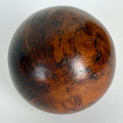 Large Turned Thuya Burl Wood Sphere, France, Late 19th Century