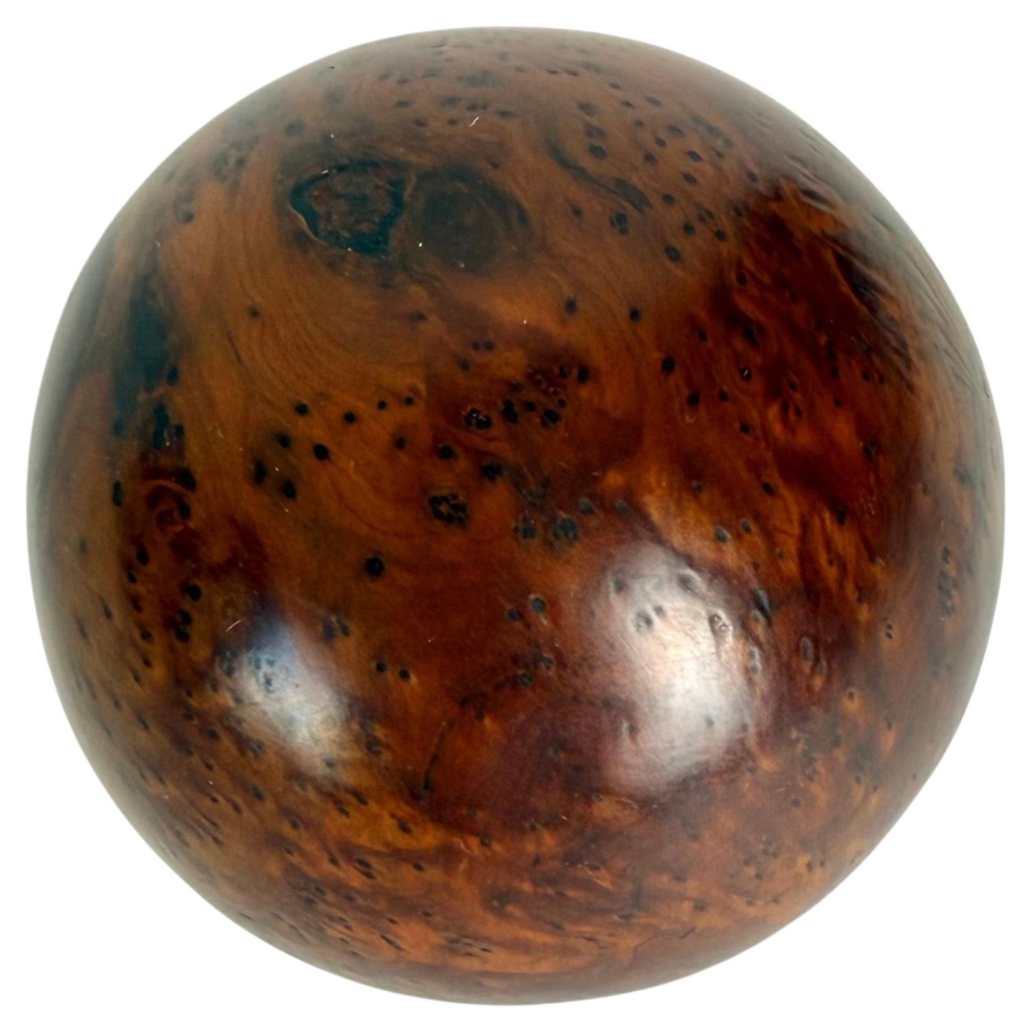 Large Turned Thuya Burl Wood Sphere, France, Late 19th Century For Sale