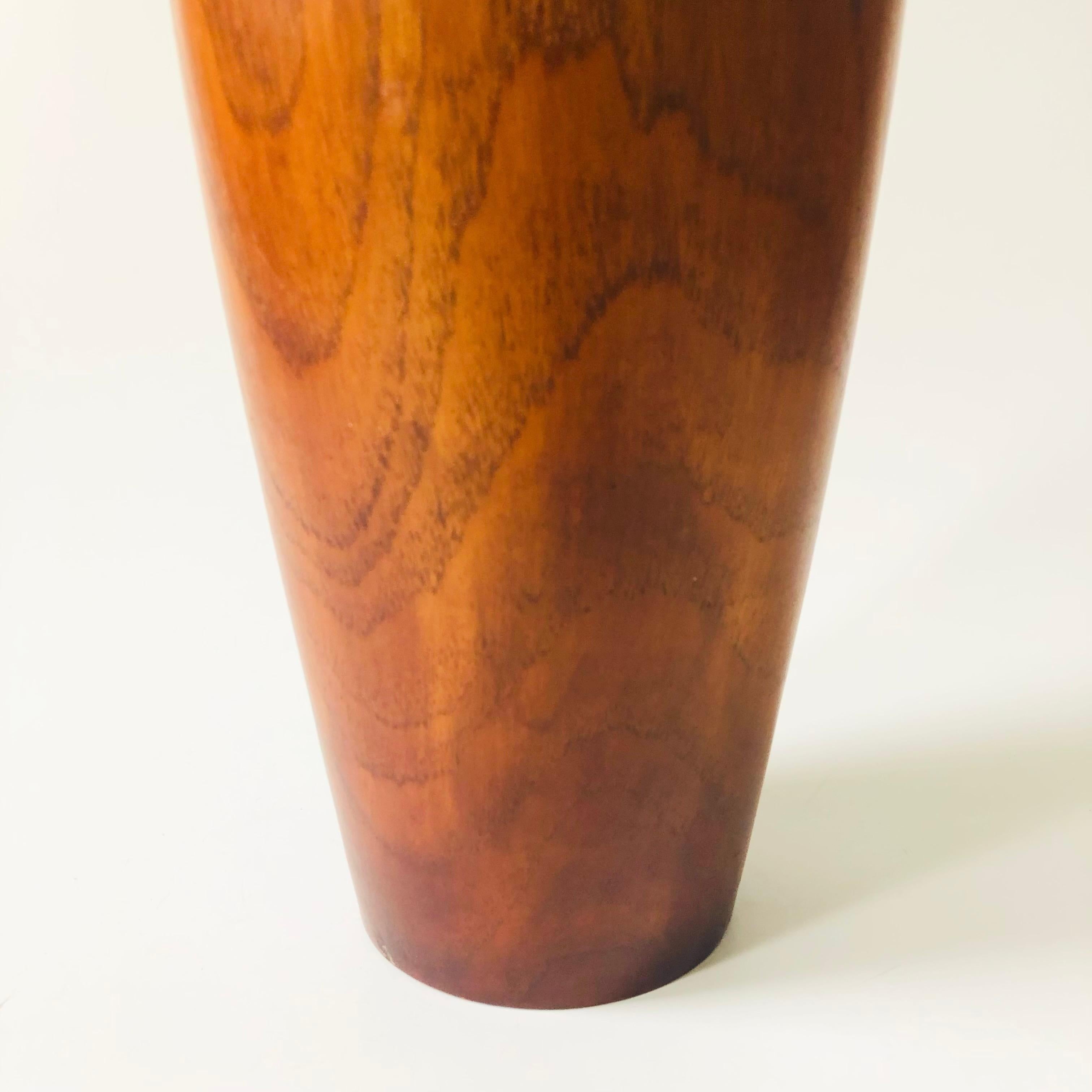 Large Turned Wood Vase In Good Condition In Vallejo, CA