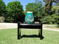 Biot Large turquoise blue blown glass vase France