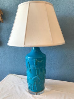 Large Turquoise Equine Theme Chinese Lamp