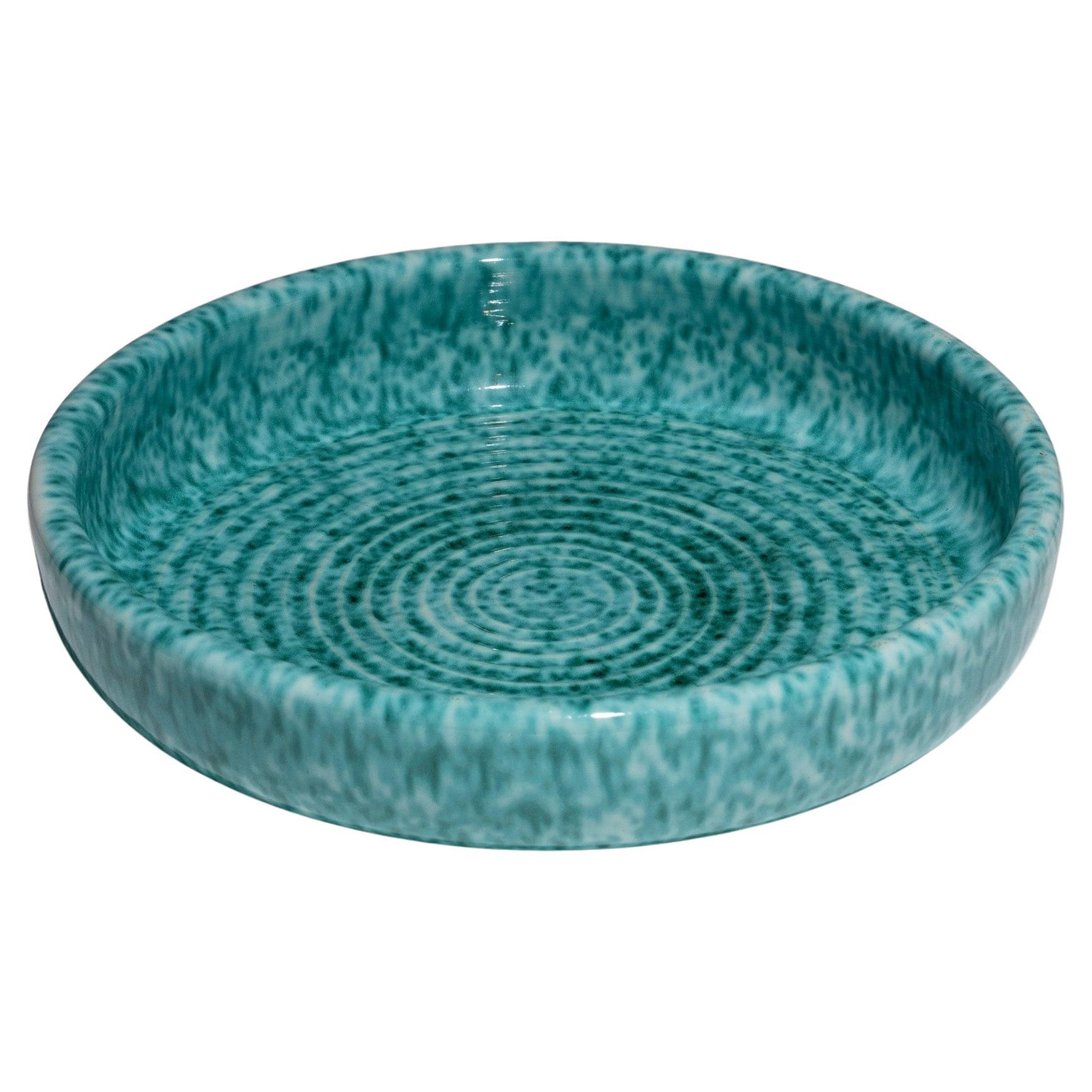 Grand bol en faïence turquoise, Fernand Elchinger, années 1950