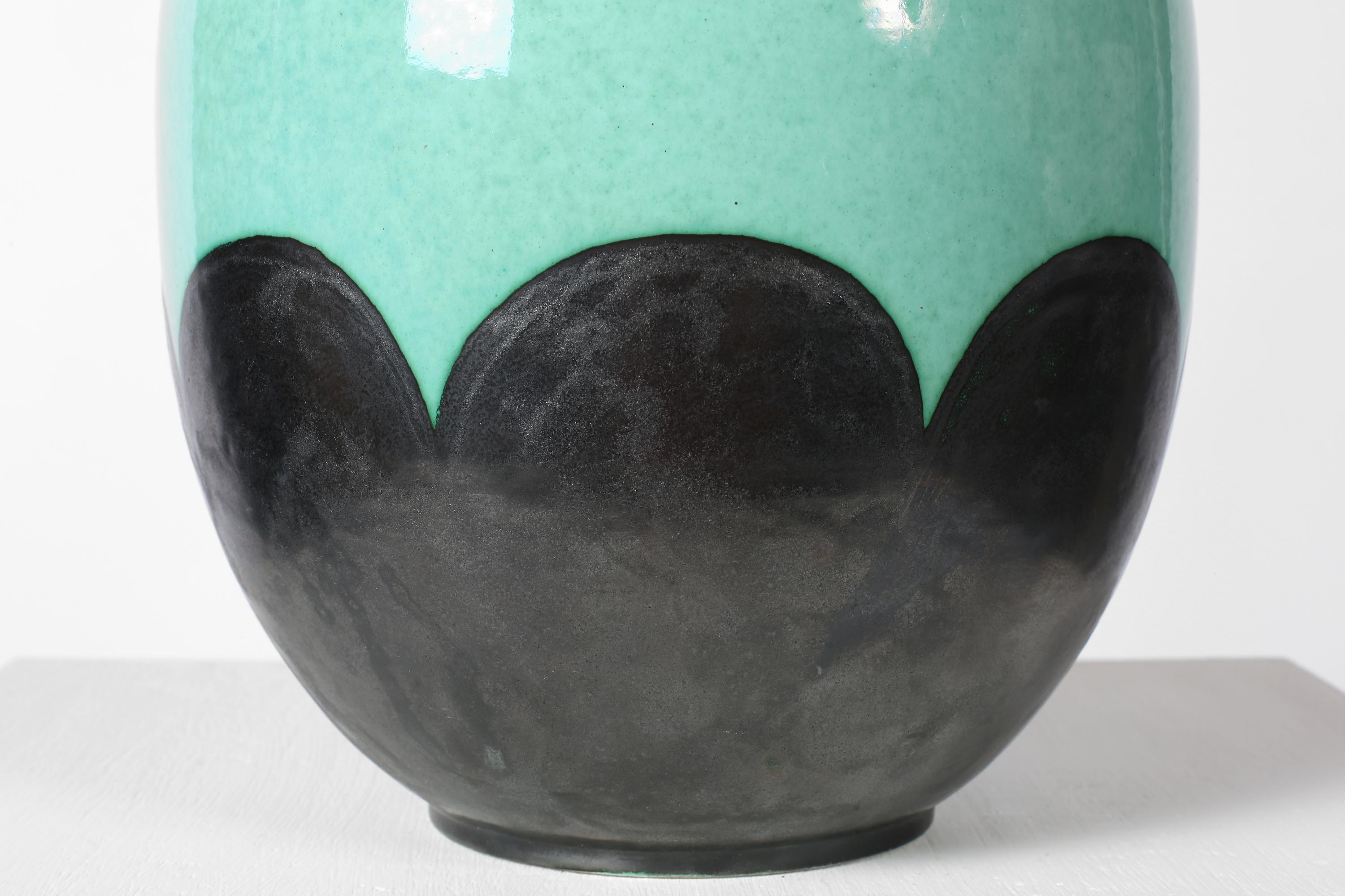 20ième siècle Grand vase turquoise Henri Chaumeil