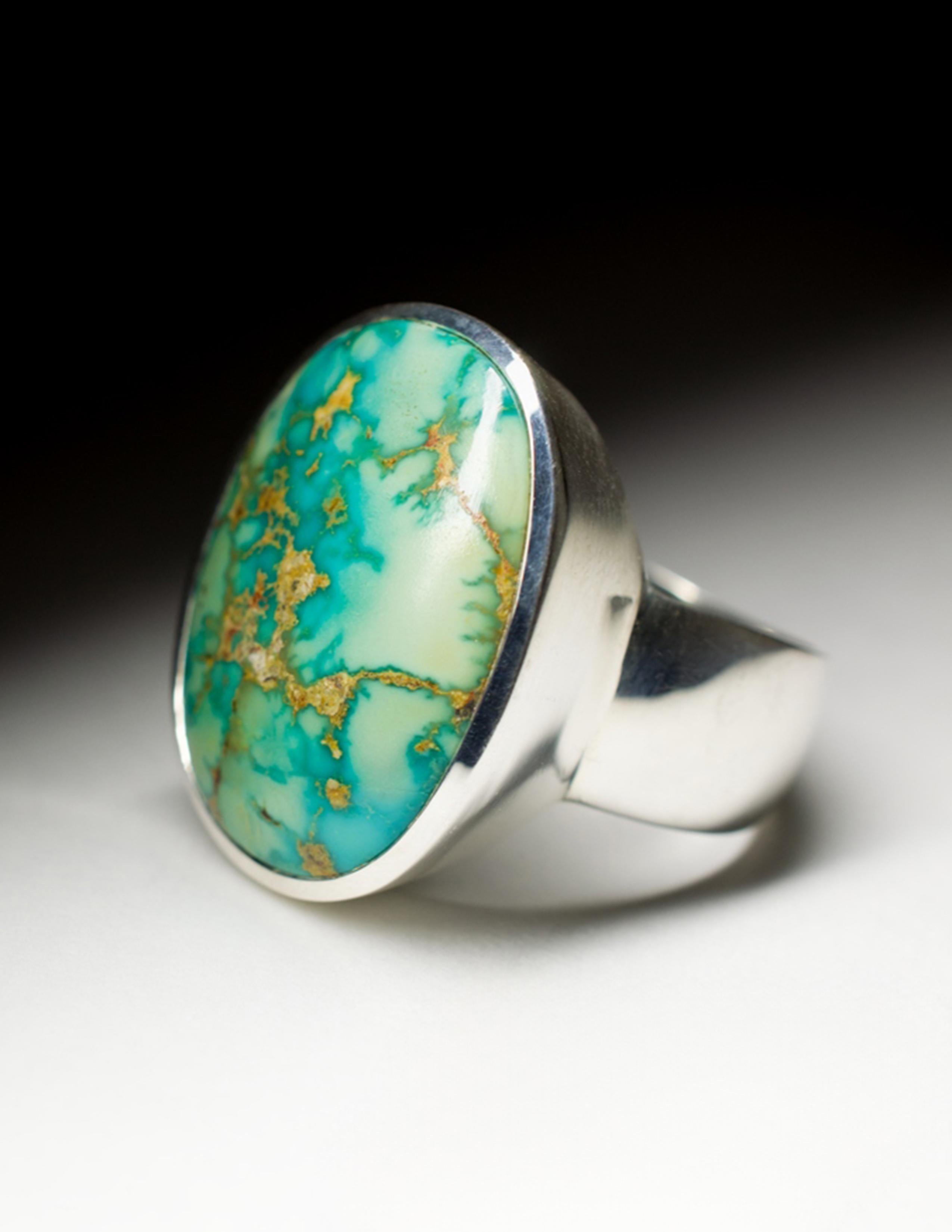 Large unisex silver ring with natural Turquoise
turquoise origin - Nishapur
stone measurements - 0.39 х 0.71 х 0.98 in / 10 х 18 х 25 mm
turquoise weight - 34 carats
ring weight - 19.18 grams
ring size - 9.75 US


We ship our jewelry worldwide – for