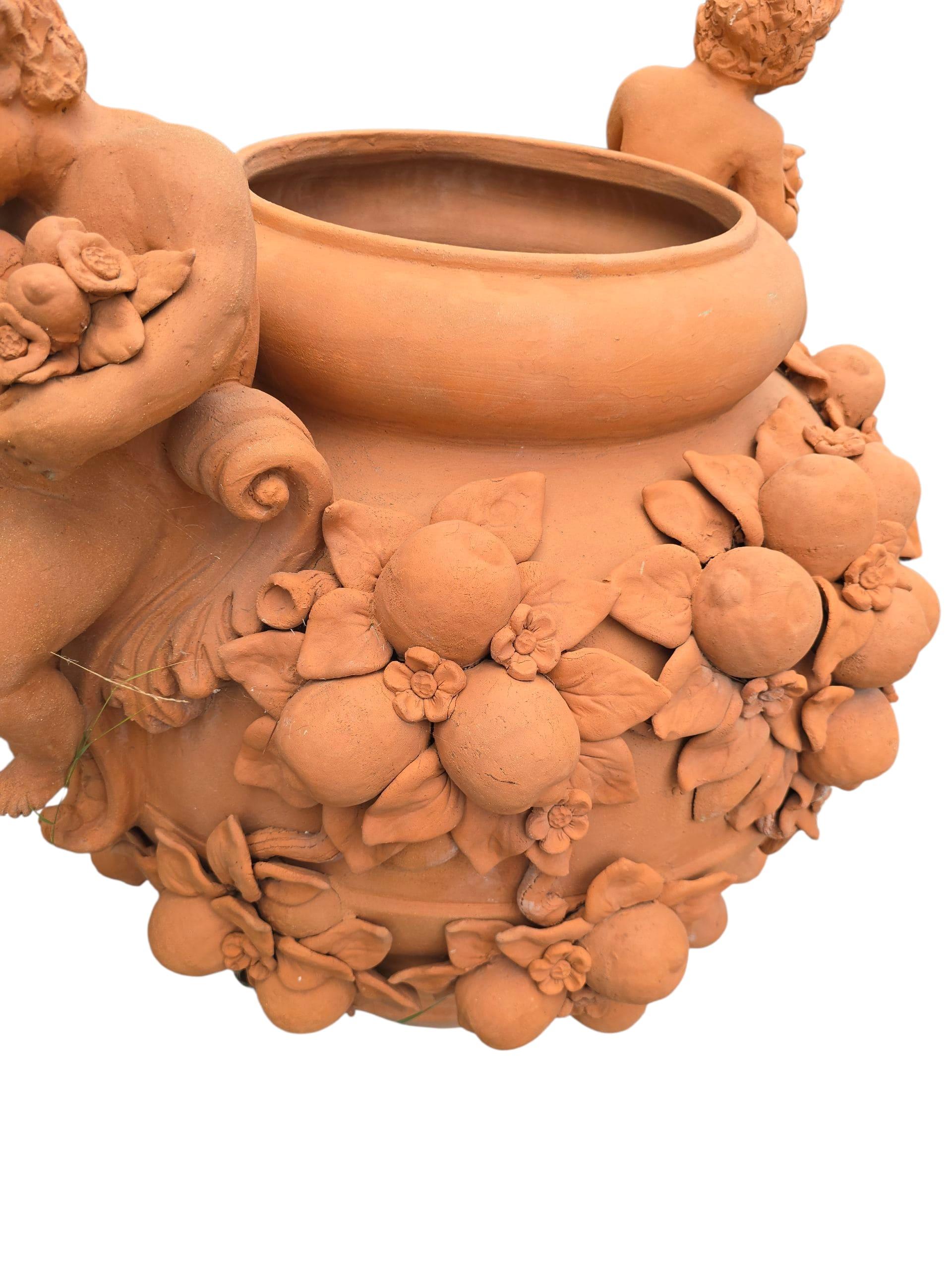 Große toskanische Terrakotta-Blumenvase, 20. Jahrhundert im Zustand „Gut“ im Angebot in Madrid, ES