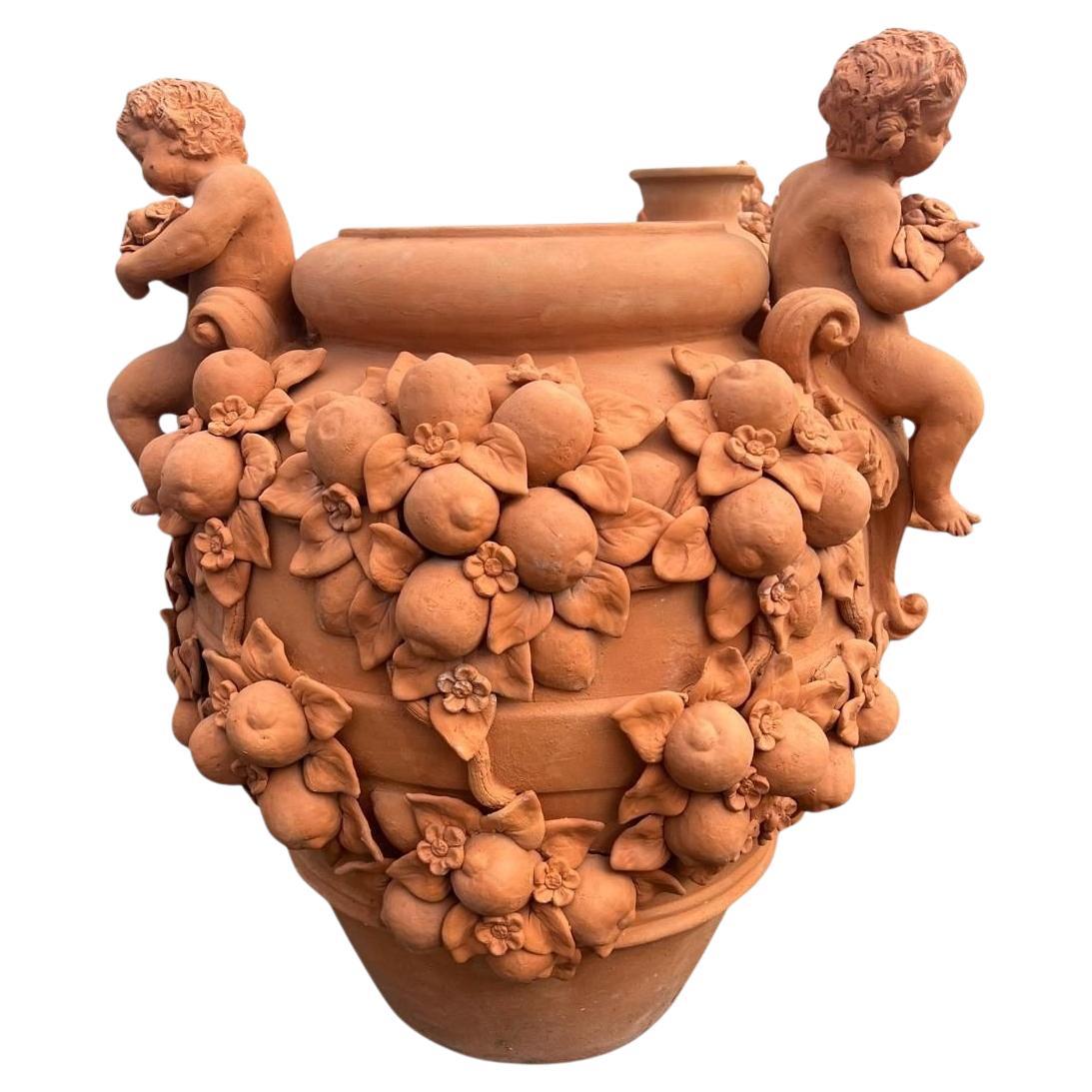 Große toskanische Terrakotta-Blumenvase, 20. Jahrhundert im Angebot