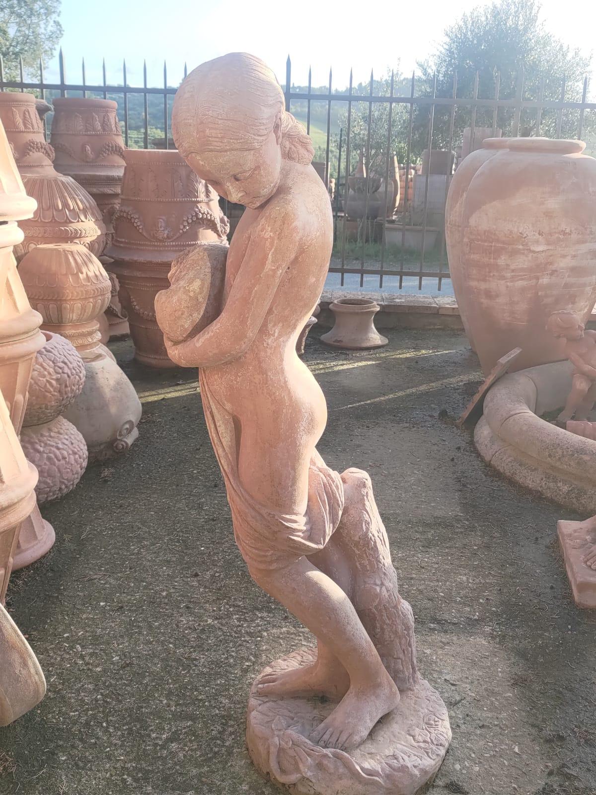 Fin du 20e siècle Grande statue toscanne en terre cuite - 115 cm en vente