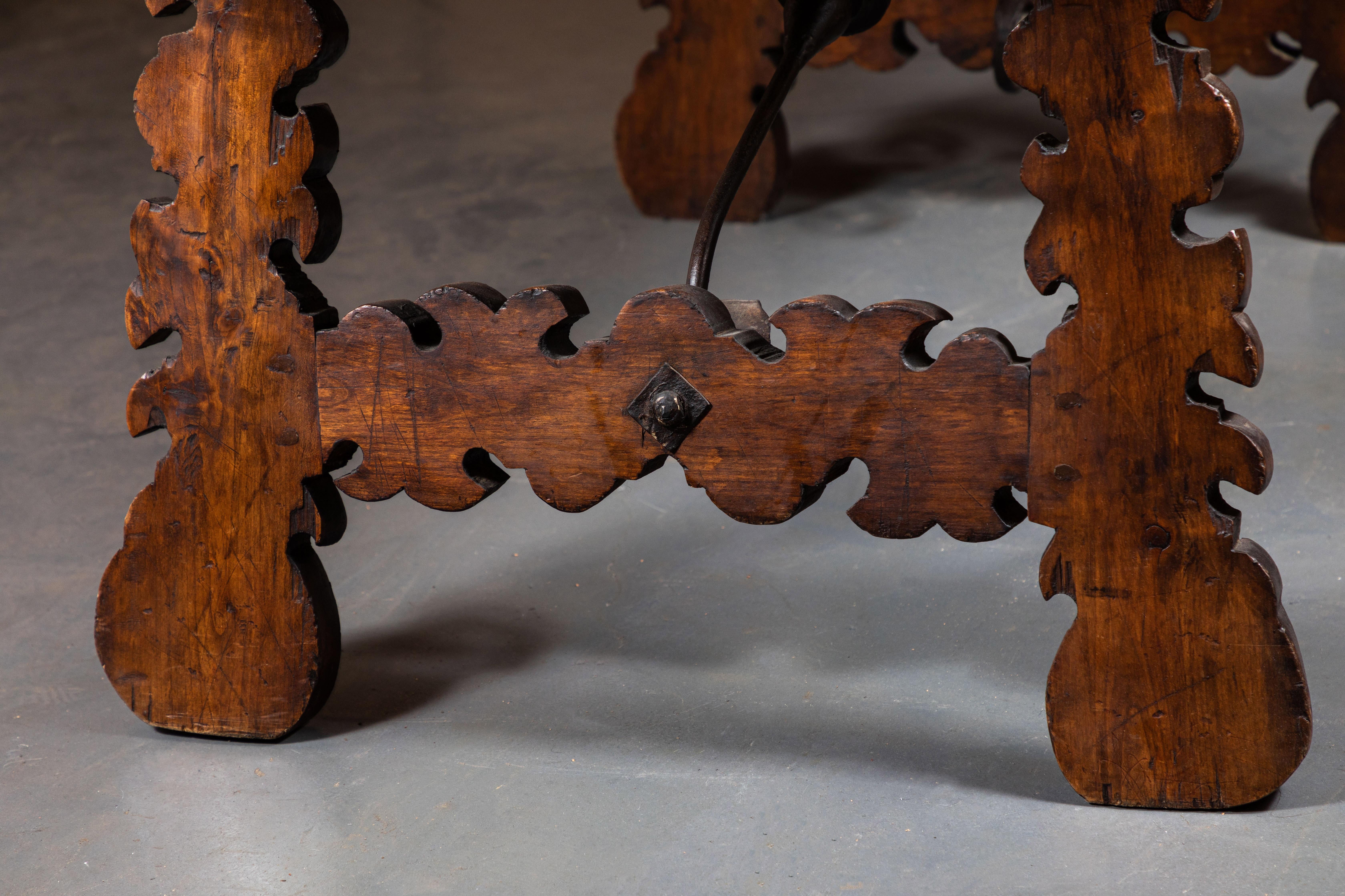 Carved Large, Tuscan, Walnut Dining Table For Sale